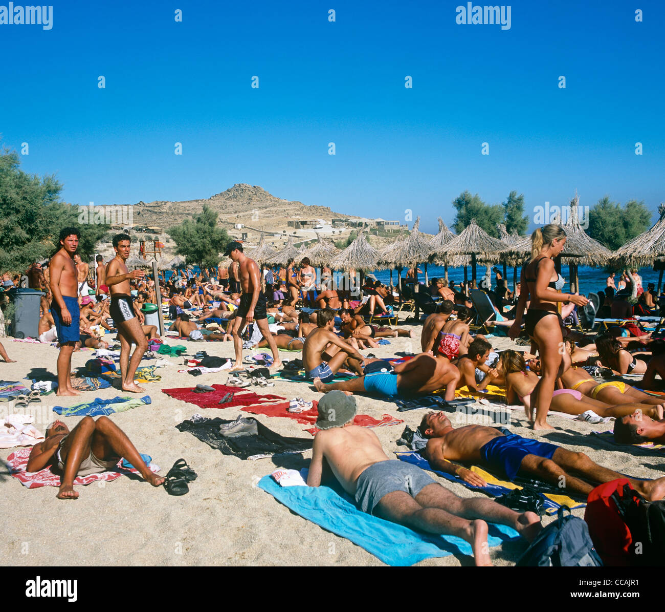Paradise Beach Mykonos griechische Inseln Stockfoto