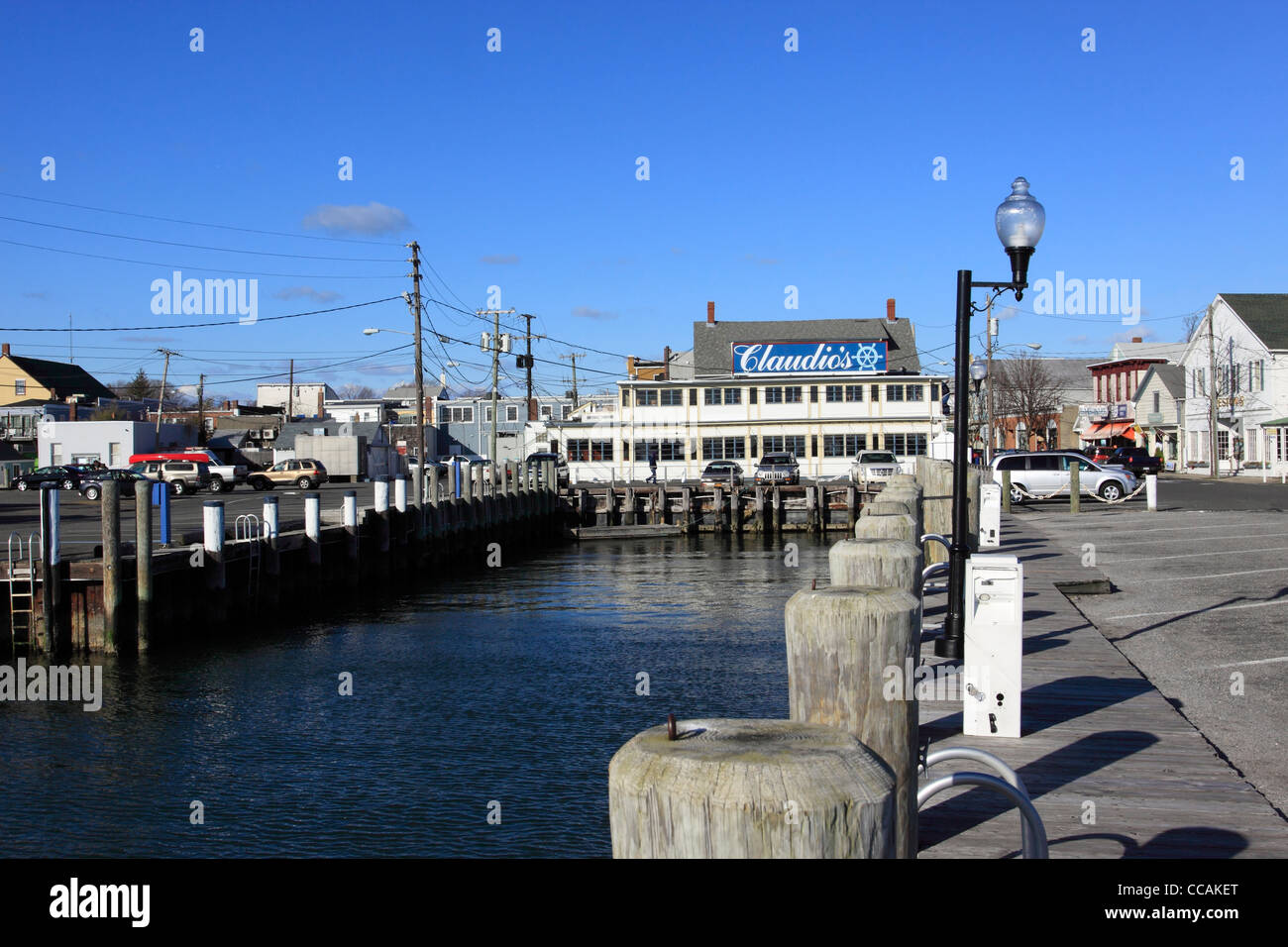 Claudios Restaurant und Marina Greenport Hafen Long Island NY Stockfoto