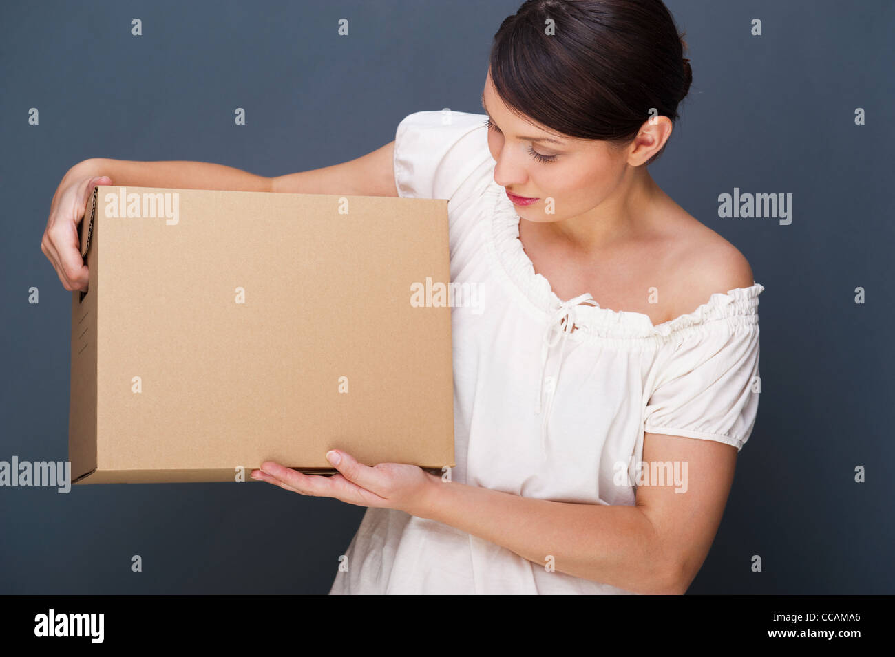 Closeup Portrait einer jungen Frau mit box Stockfoto