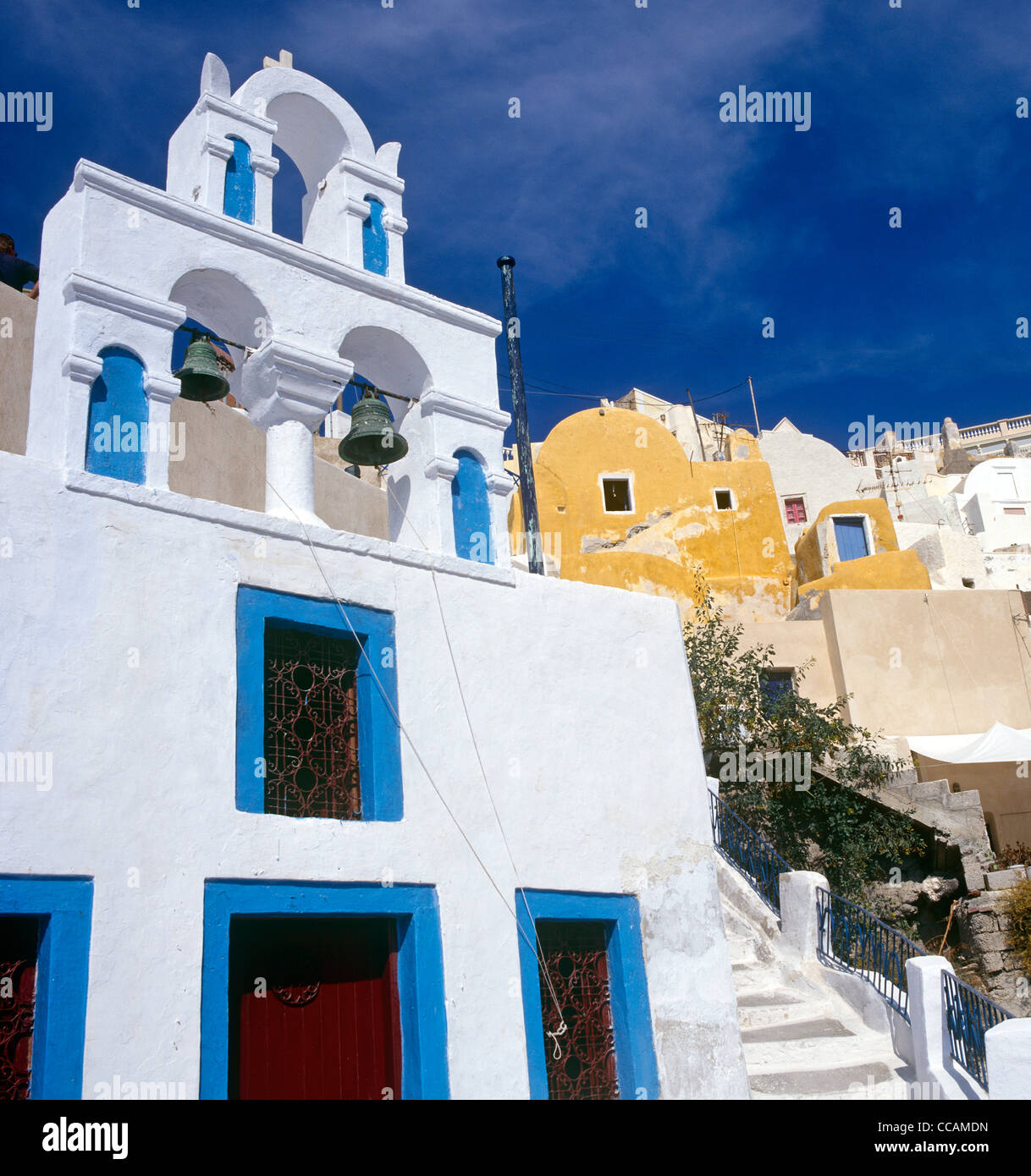 Traditionelle Kirche Oia Santorini griechische Inseln Griechenland Stockfoto