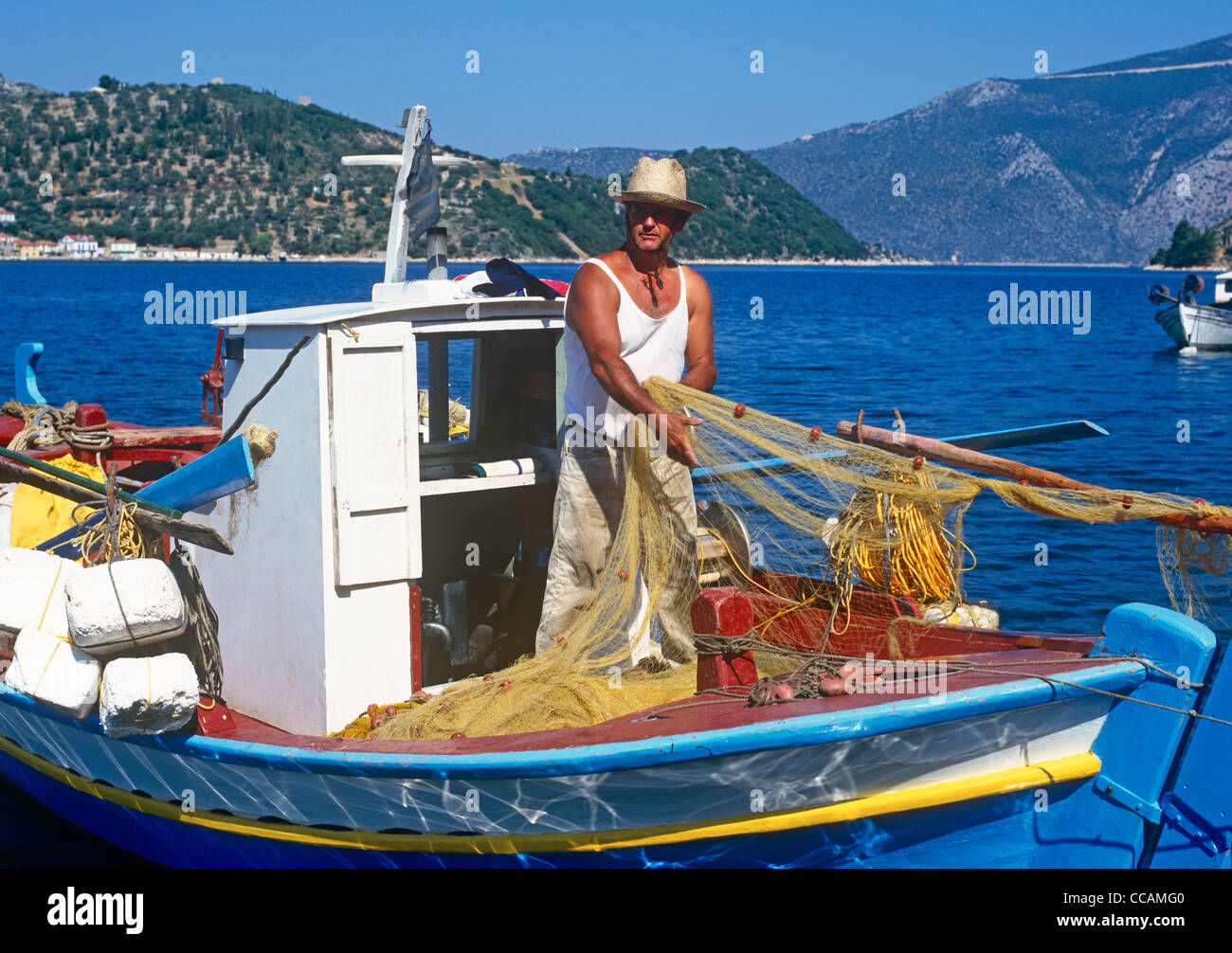 Griechische Fischer Ithaka griechische Inseln Griechenland Stockfoto