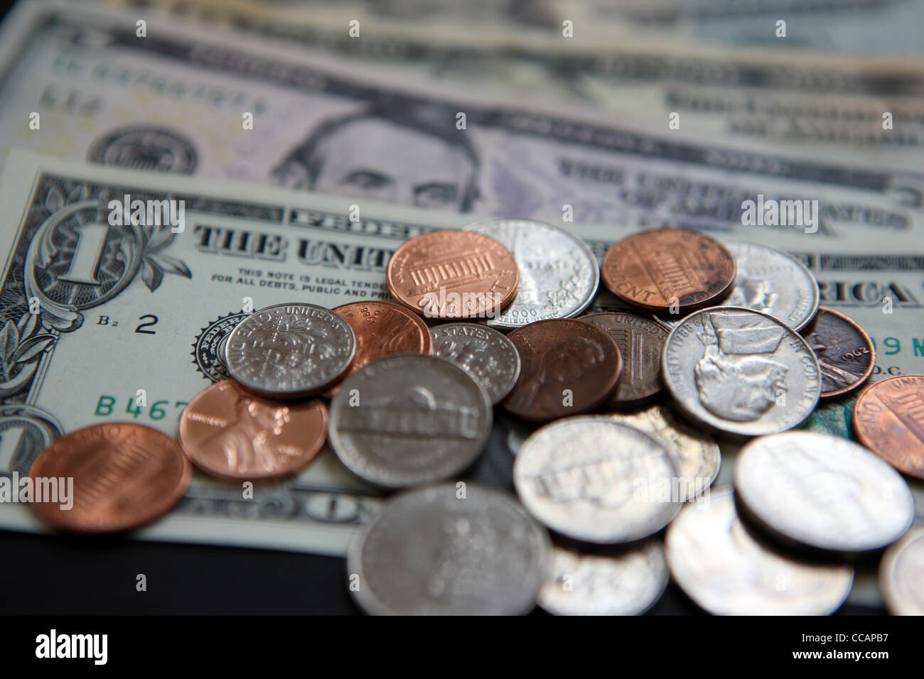 US-Dollar und Cent Stockfoto