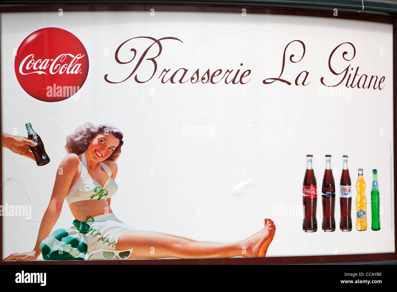 Vintage Werbung für Coca Cola auf der Strandpromenade Toulon Frankreich Stockfoto