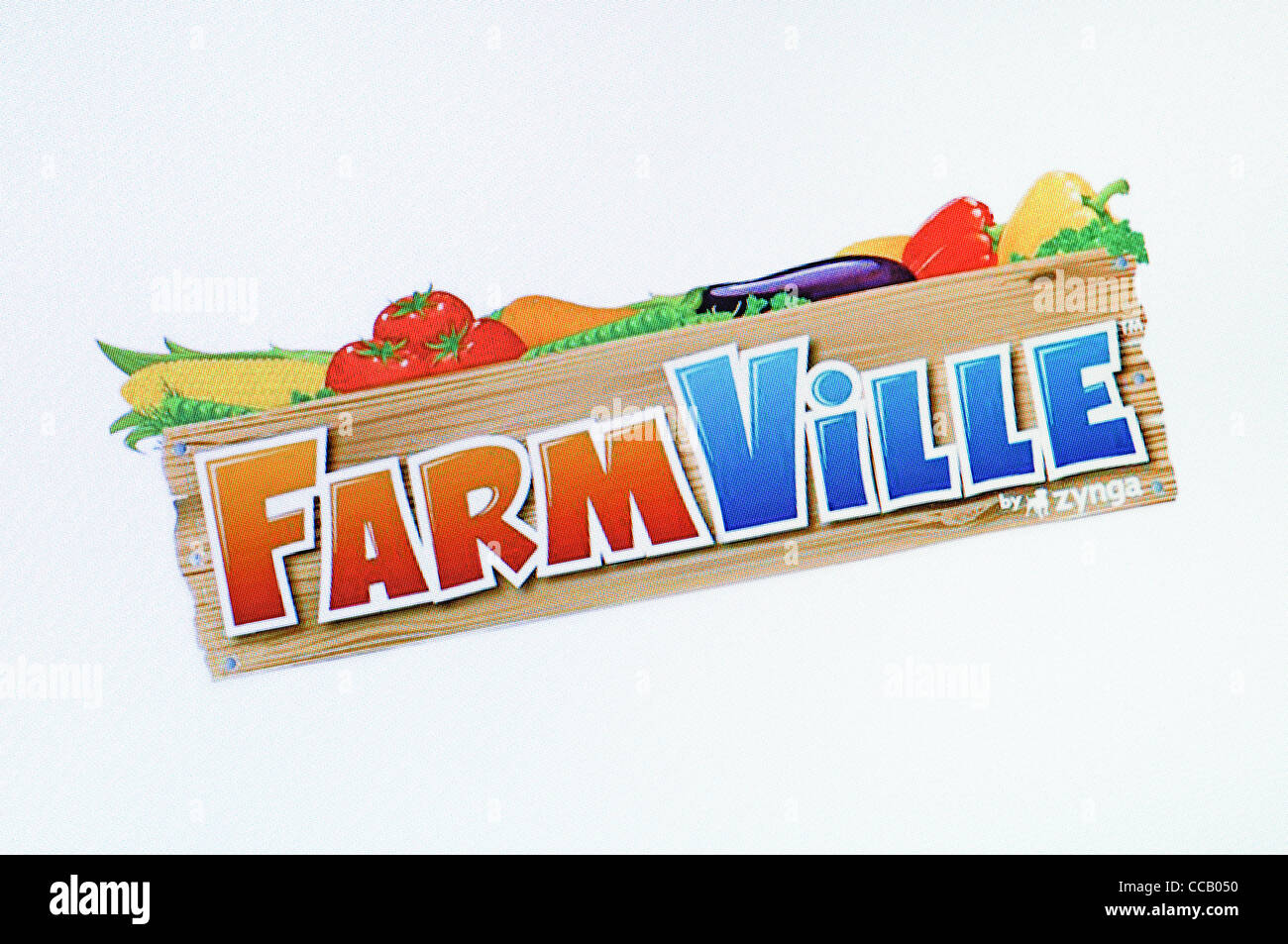 Farmville-Screenshot. Die Simulation Sozialnetz Farmspiel von Zynga. Stockfoto