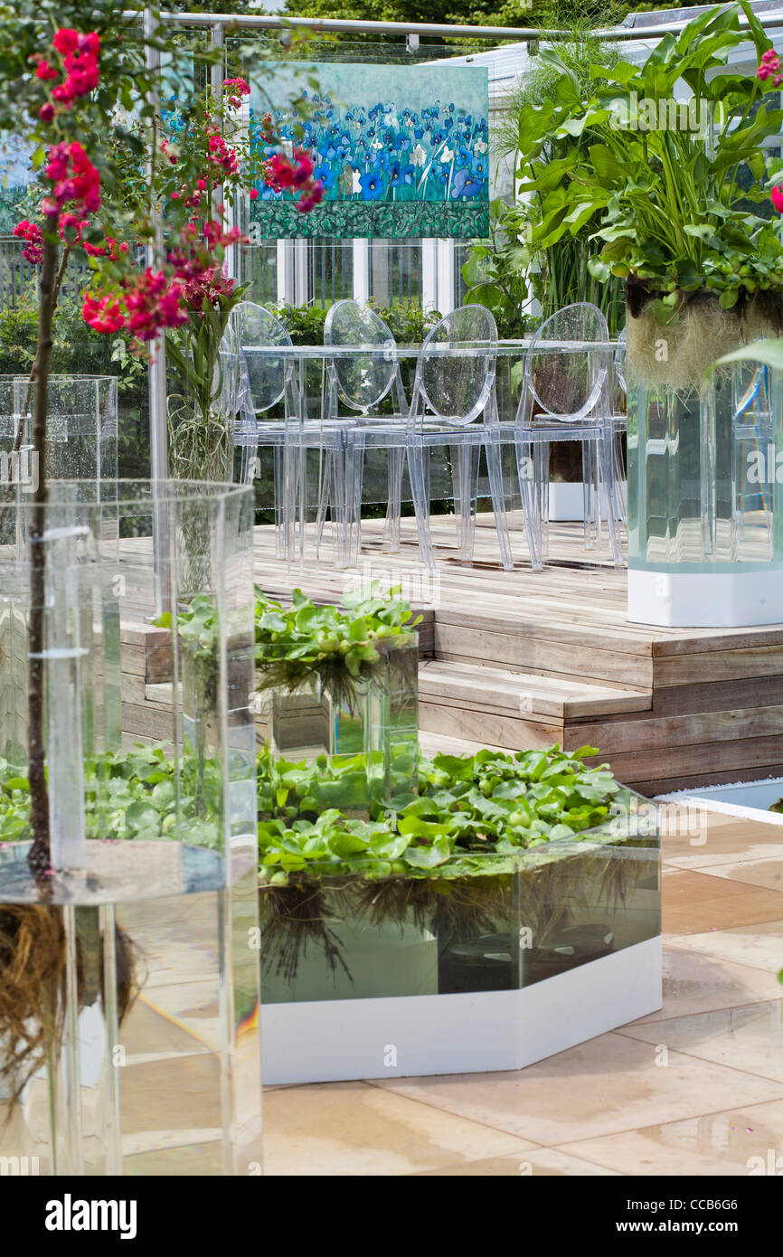 Moderne Gartengestaltung Auf Deck Terrasse Stockfoto Bild