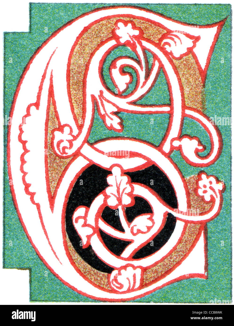 Romantik Initialen. Veröffentlichung des Buches "Meyers Konversations-Lexikon", Band 7, Berlin, Deutschland, 1910 Stockfoto