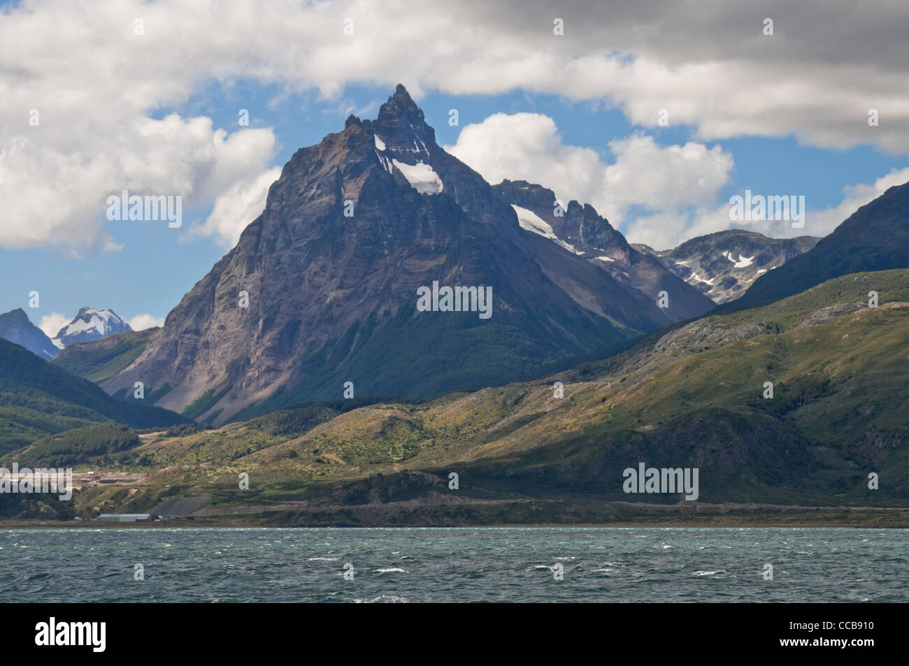 Mount Martial vom Beagle-Kanal, Tierra Del Fuego Stockfoto