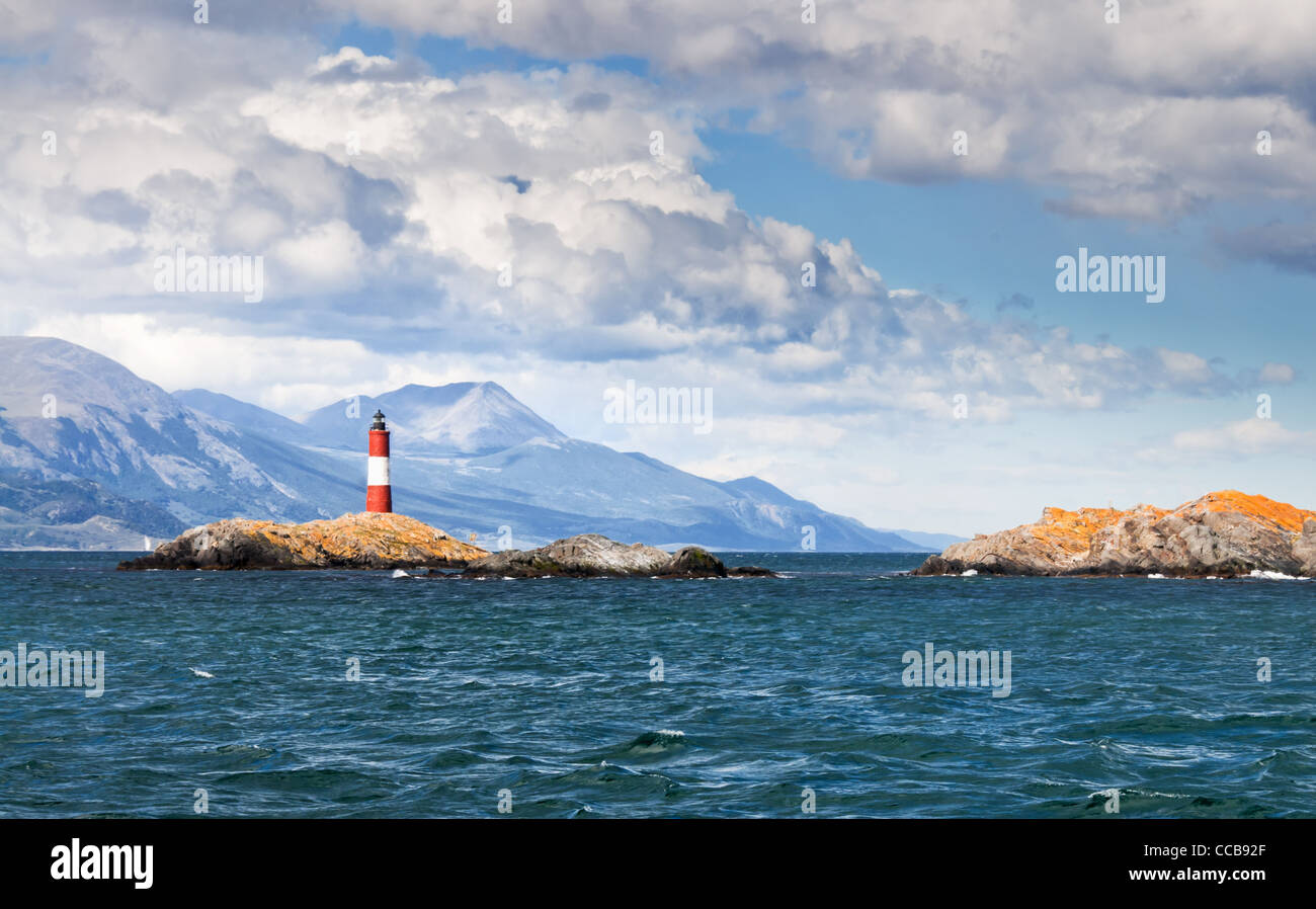 Les légions Leuchtturm im Beagle-Kanal, Tierra Del Fuego, Stockfoto