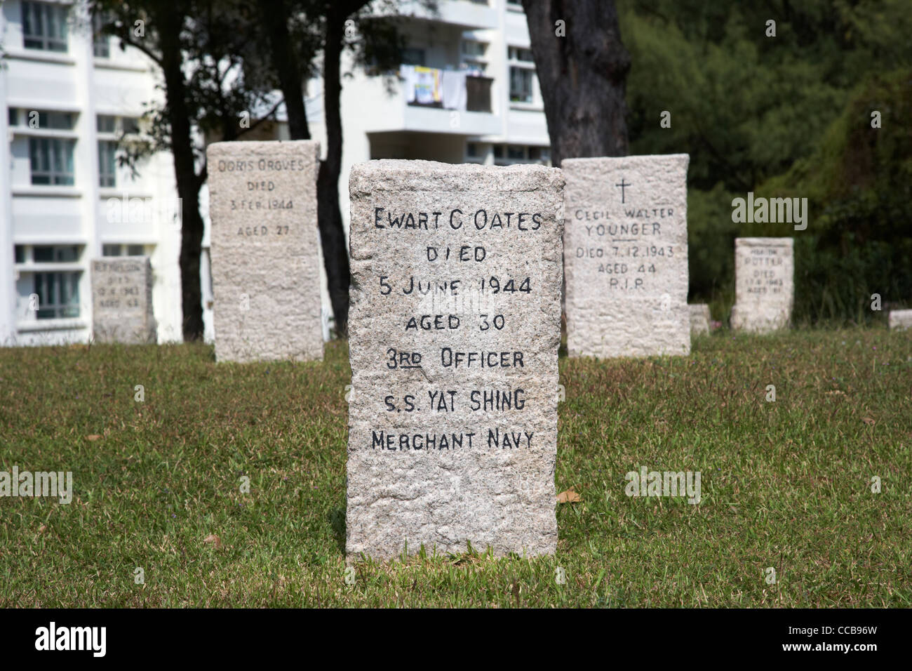 Handelsmarine-Krieg-Grab von Juni 1944 Stanley Militär Friedhof Hongkong Sonderverwaltungsregion Hongkong China Asien Stockfoto