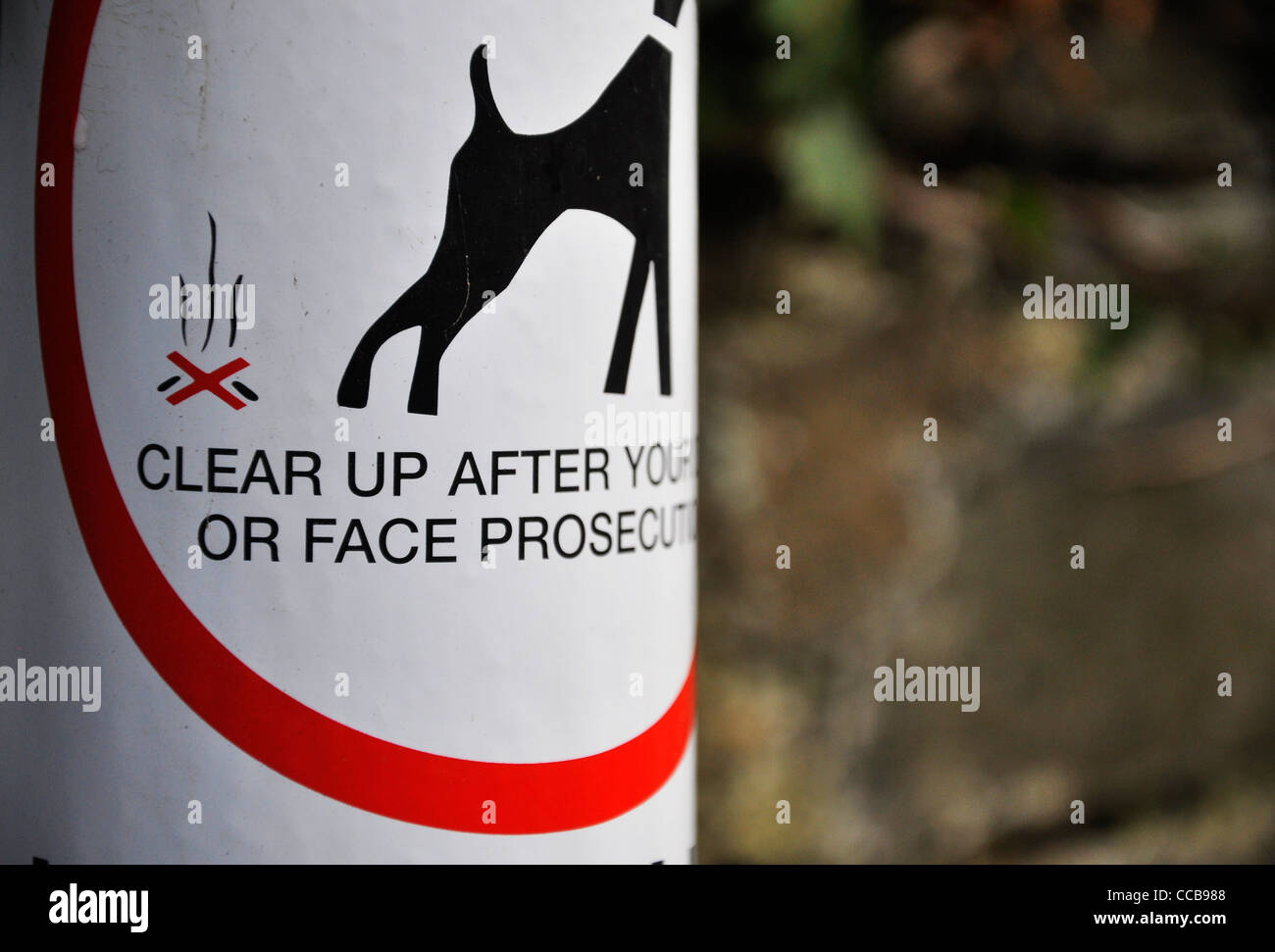 Aufräumarbeiten Sie nach Ihr Hund Zeichen. Stockfoto