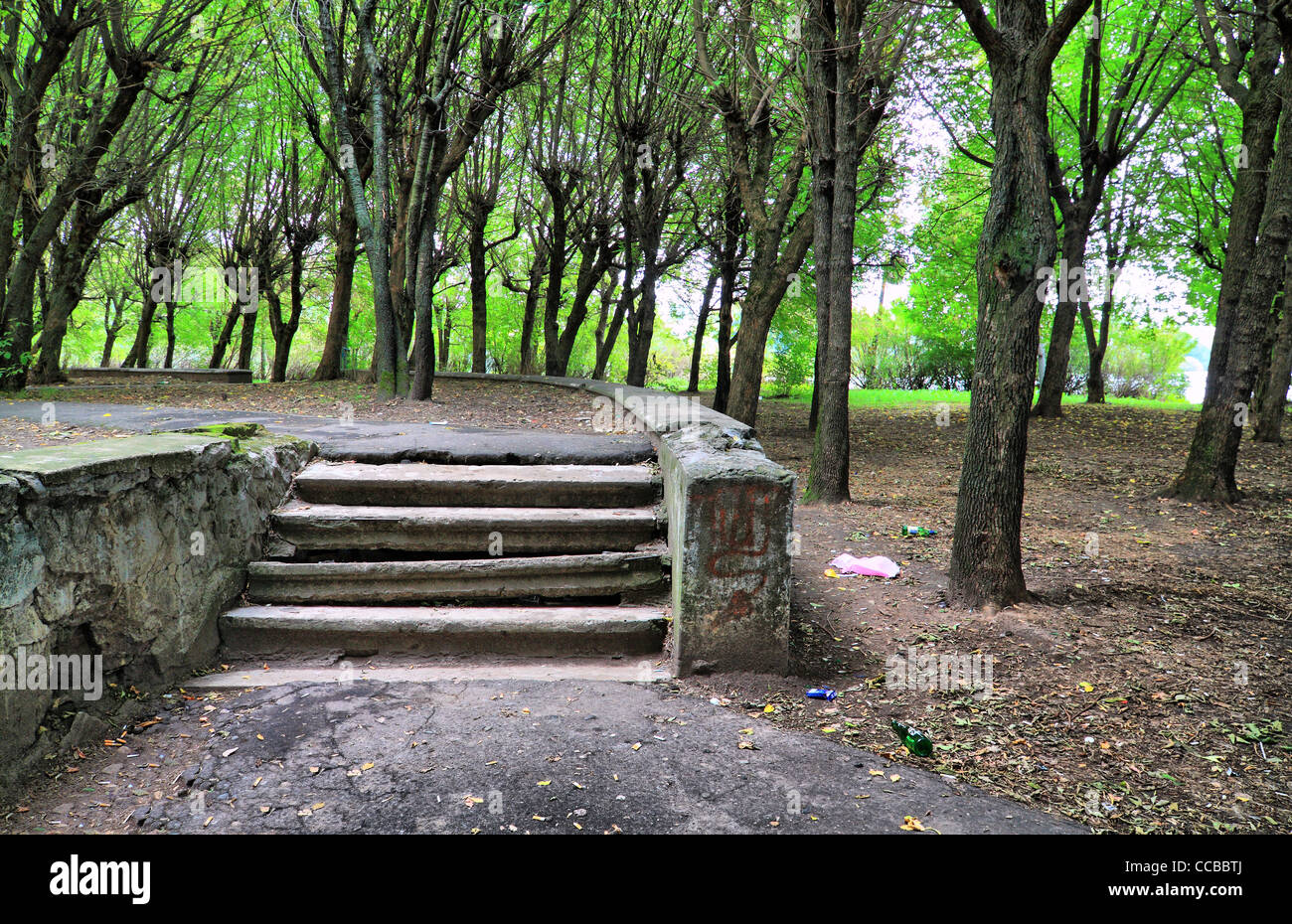 Altern-Treppe im Frühlingspark Stockfoto