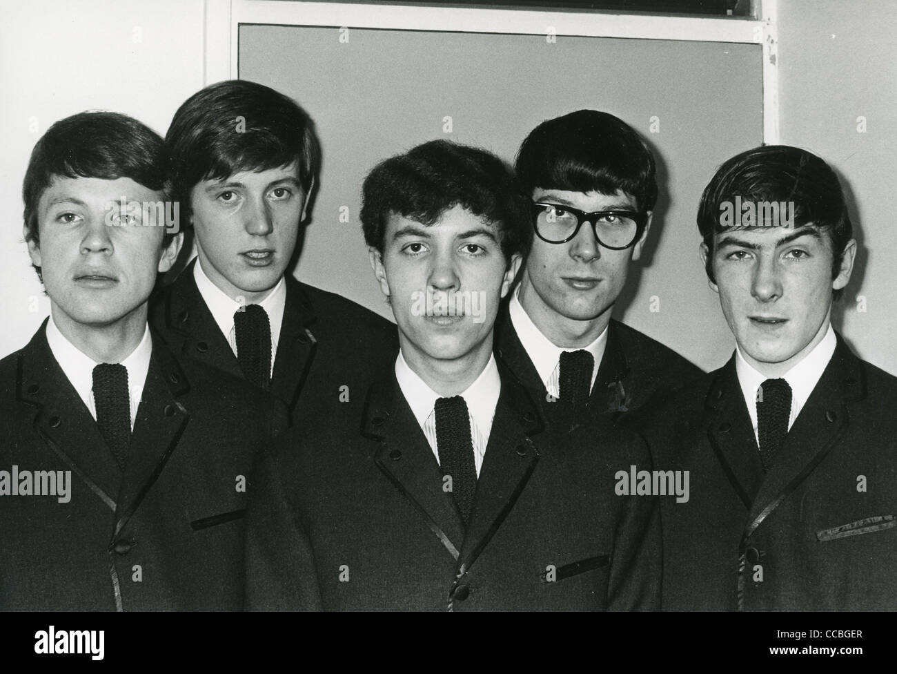 DIE MOJOS UK-pop-Gruppe im März 1964. Foto Tony Gale. Siehe Beschreibung unten für Namen Stockfoto