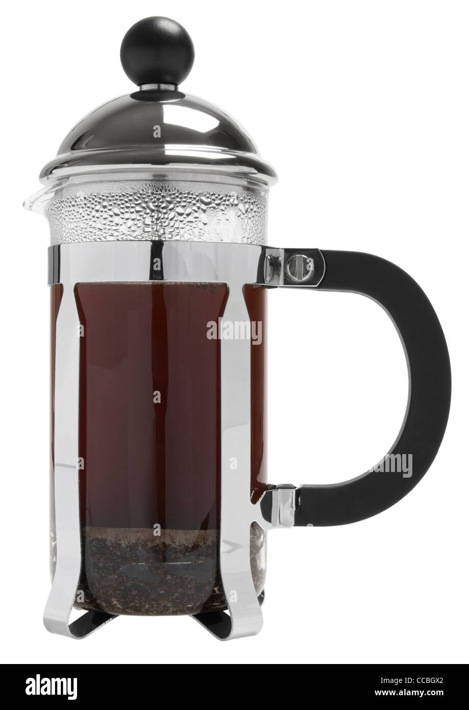 Kaffee Kolben Getränketablett auf weißem Hintergrund Stockfoto