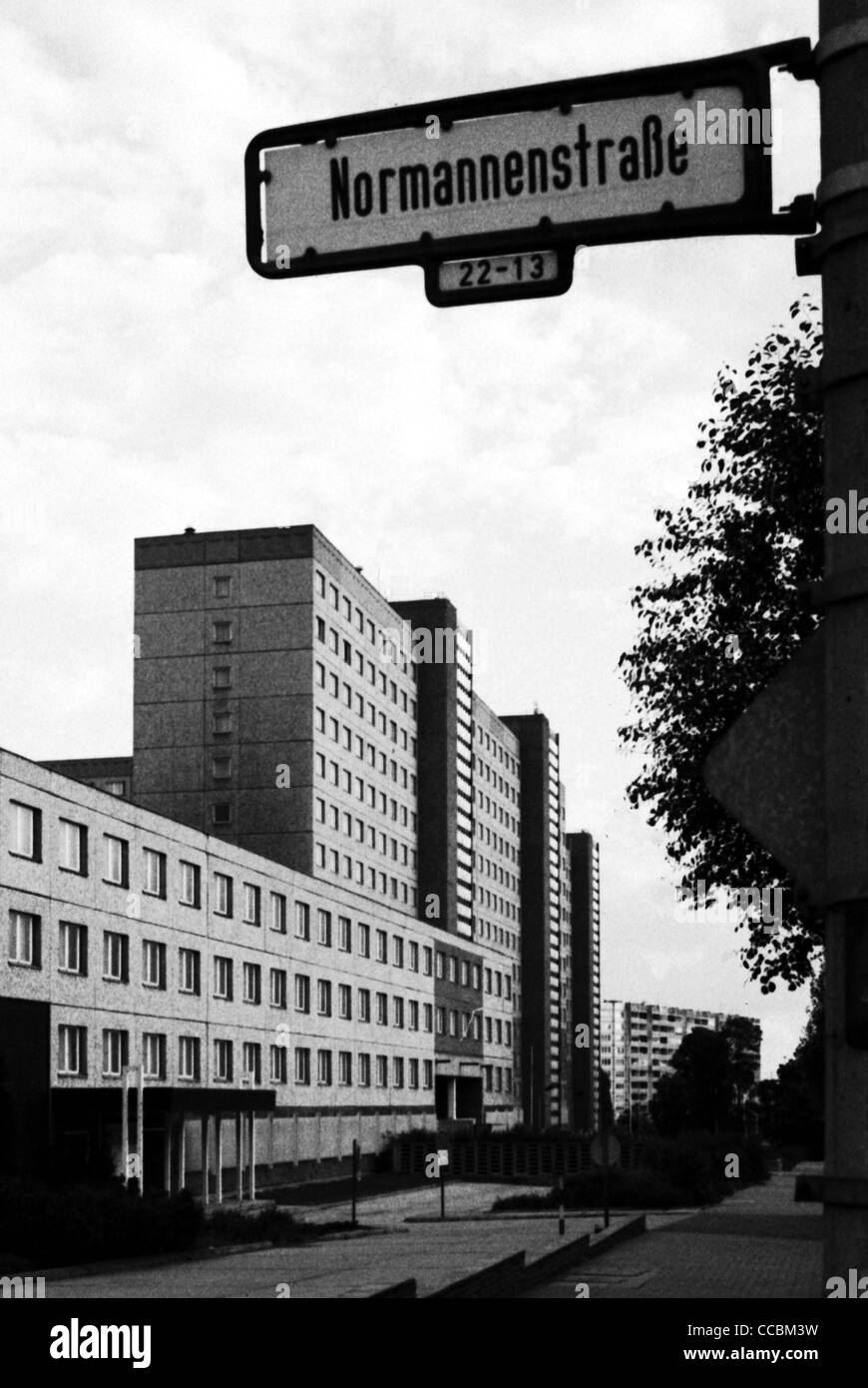 Hauptsitz des Ministeriums für Staatssicherheit der DDR in Berlin im August 1989. Stockfoto