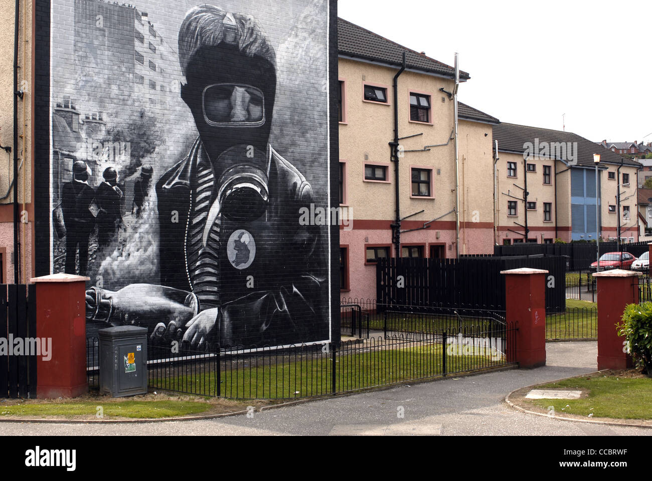 Politische Wandmalerei in der Bogside, Derry, Londonderry, County Derry, Ulster, Nord Irland, UK, Europa. Stockfoto
