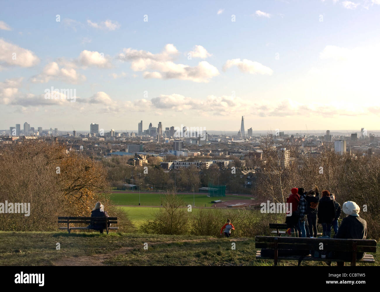 Panorama Vista von London aus dem Parliament Hill Hampstead Heath London England Europa Stockfoto