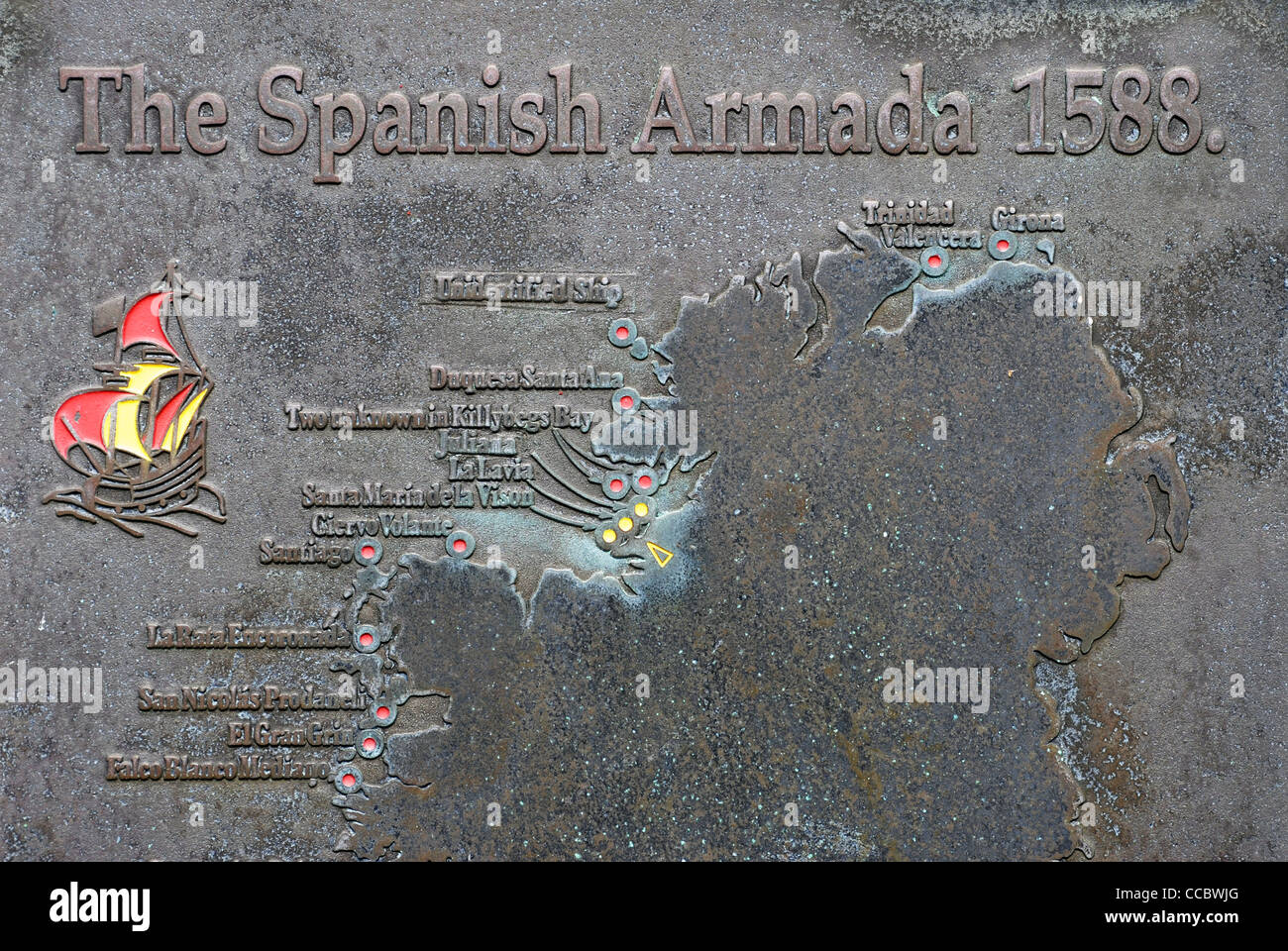 Denkmal für die spanische Armada, Streedagh, County Sligo, Grenzregion, Connacht, Irland, Europa. Stockfoto