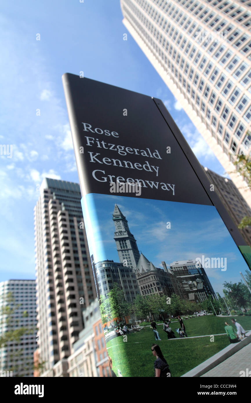 Rose Fitzgerald Kennedy Greenway ist ein begrüntes Landschaft Repleacing einer Autobahn in Boston, Massachusetts. Stockfoto