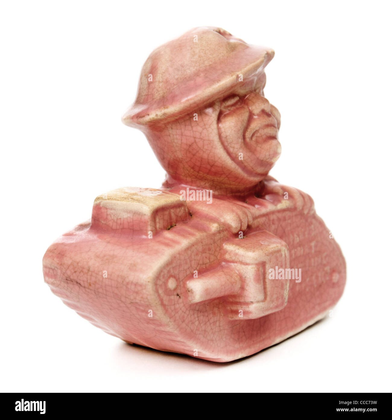 WW1 Keramik Tank Spardose mit "wo ist, dass blinken Kaiser" auf der Vorderseite Stockfoto