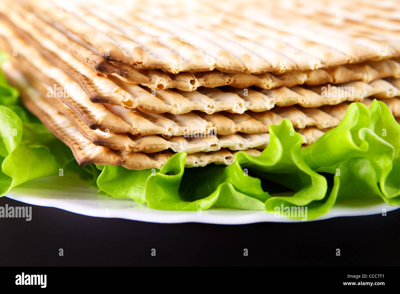 Jüdische religiöse fest Pessach traditionelles Essen Matza Stockfoto