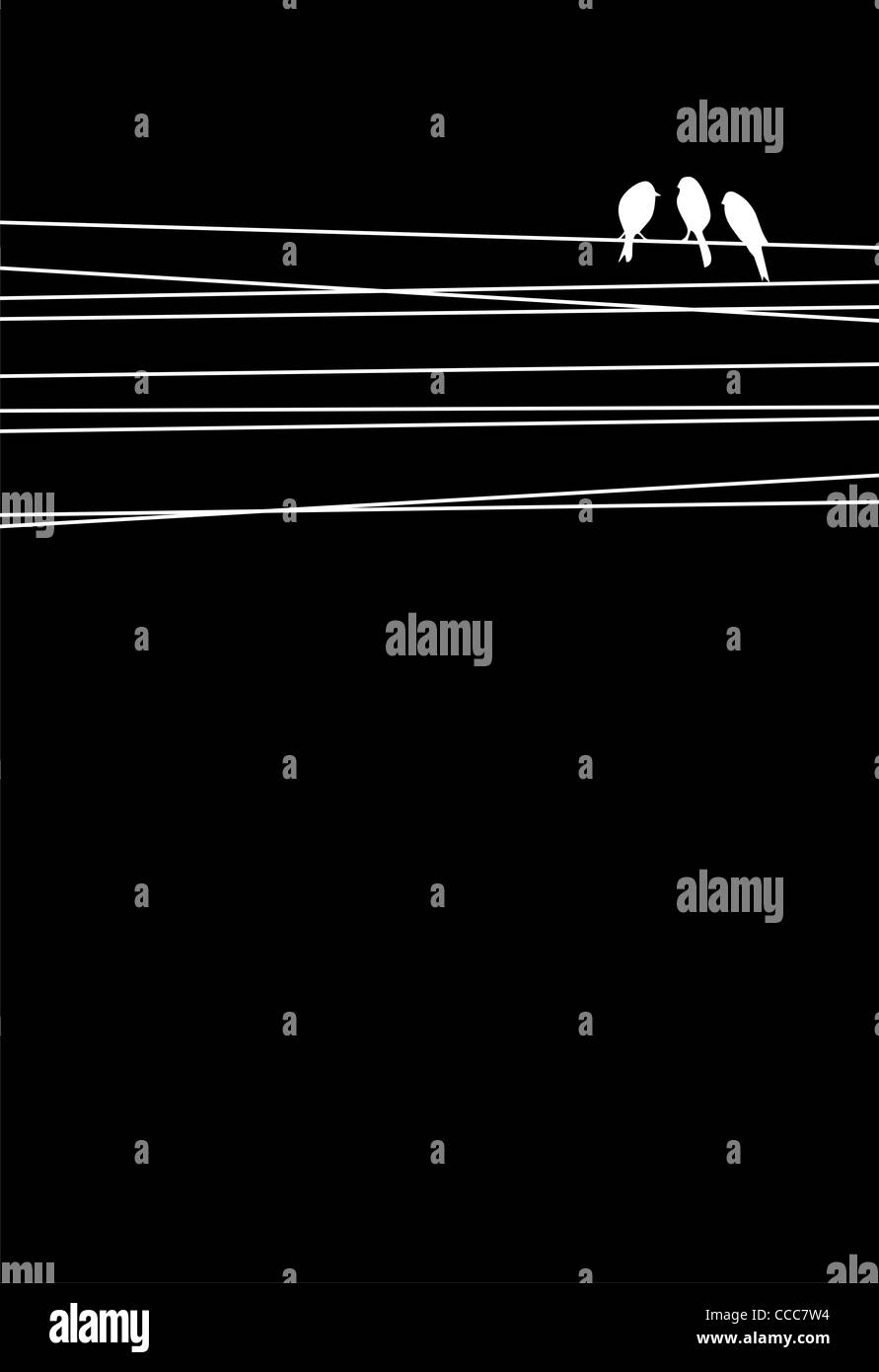 Hohen Kontrast Kabel und Vögel Hintergrund. Vektor-Datei zur Verfügung. Stockfoto