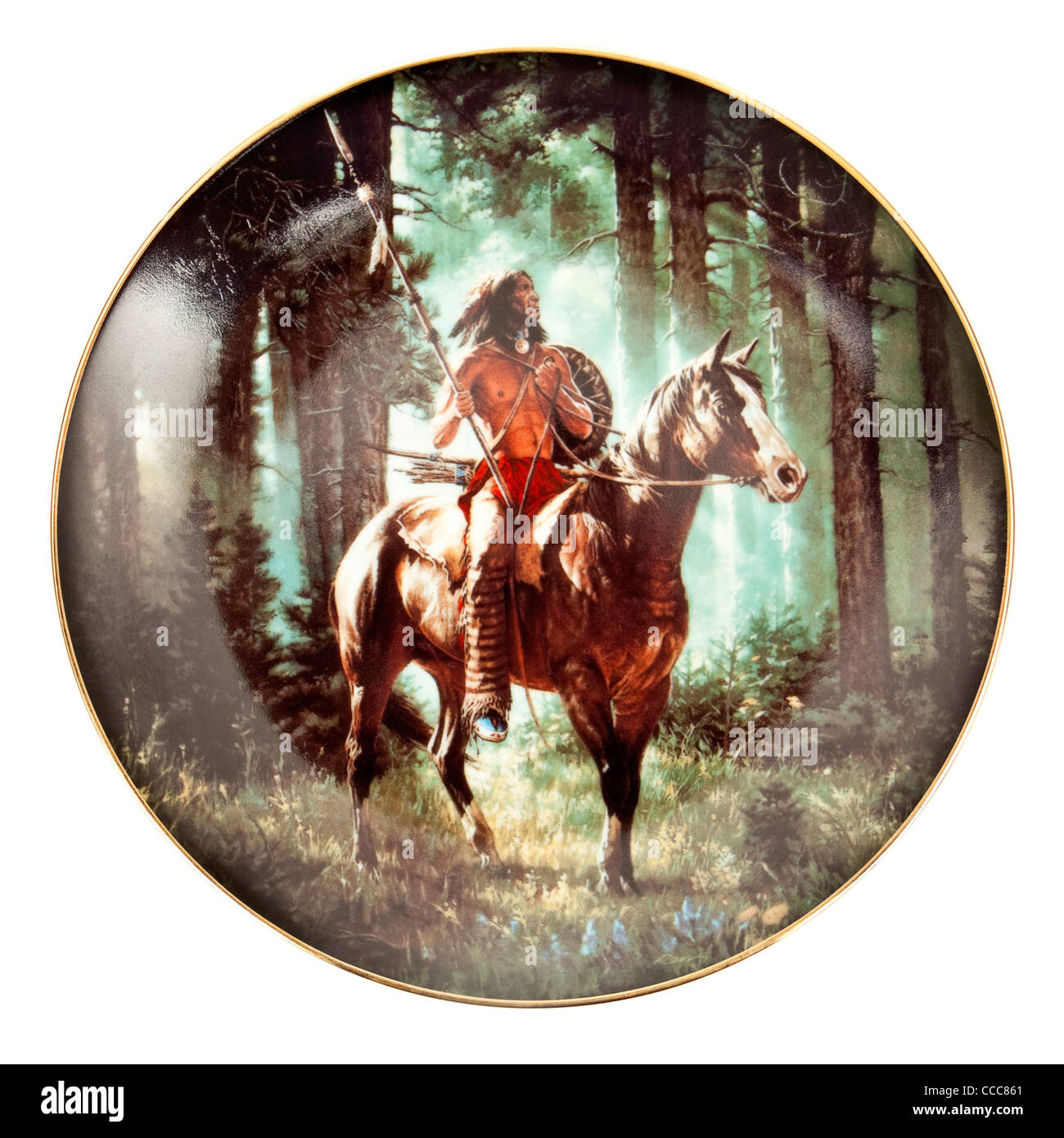 "Sun Seeker" von 1992 "Mystic Warriors" Porzellan Teller Sammlung von Hamilton Stockfoto