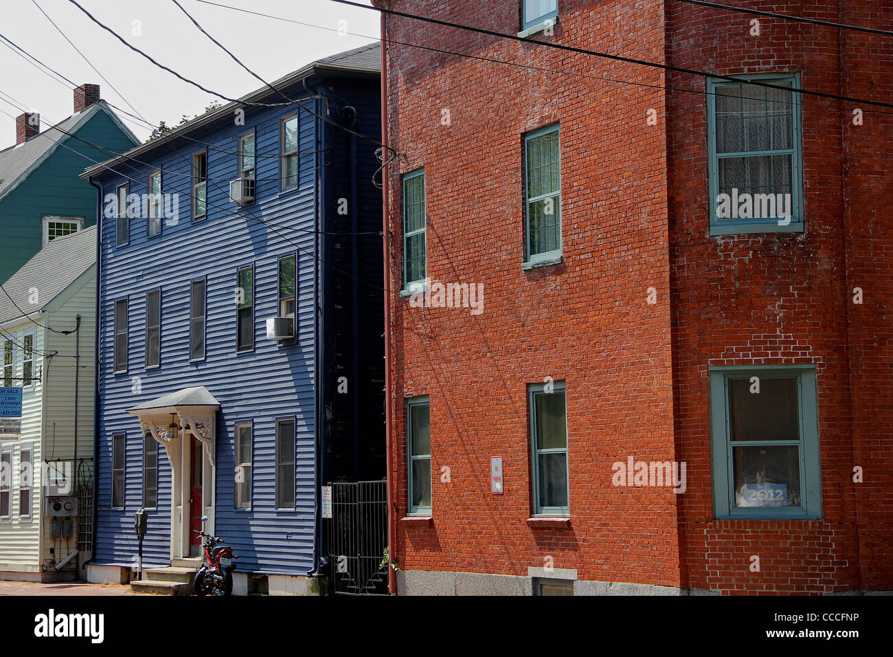 Bunte alte Gebäude in der Stadt von Portsmouth (New Hampshire) Stockfoto