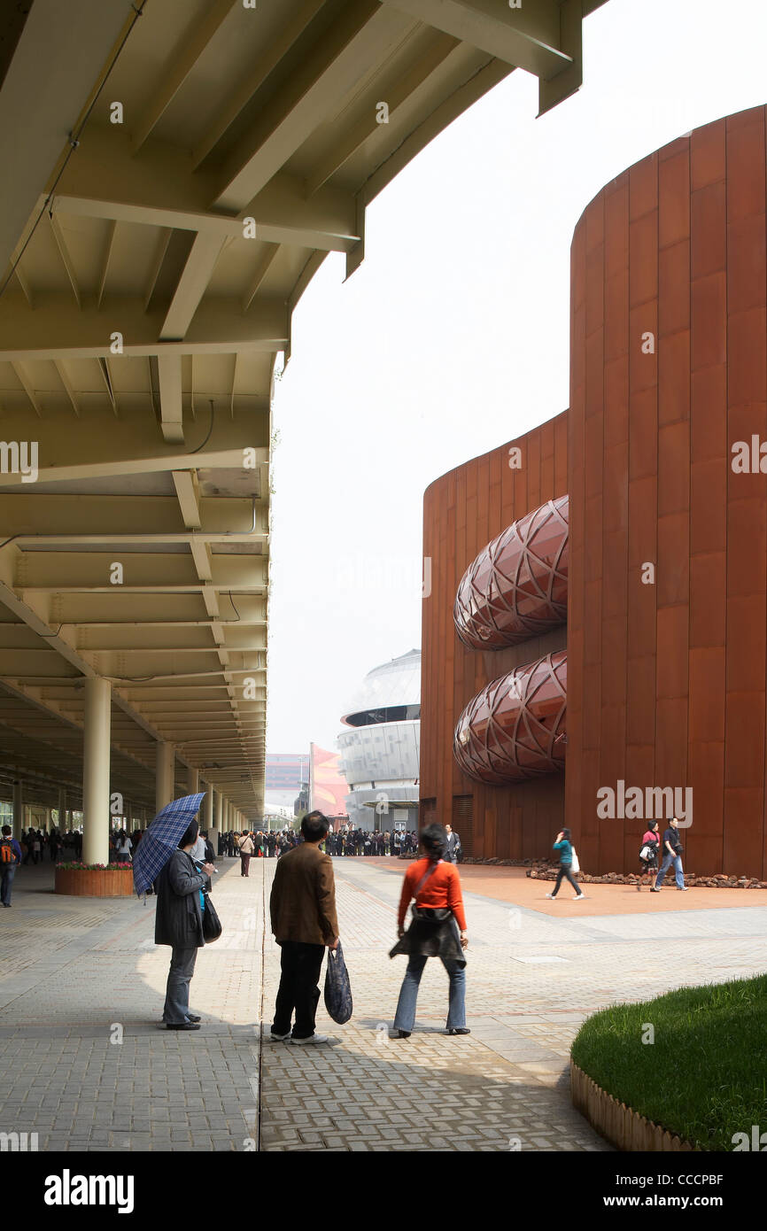 Australien '' S Ocker rot Pavillon zeugt von seiner kritisch wichtige Beziehungen zu China, [28] den größte Handelspartner. Stockfoto