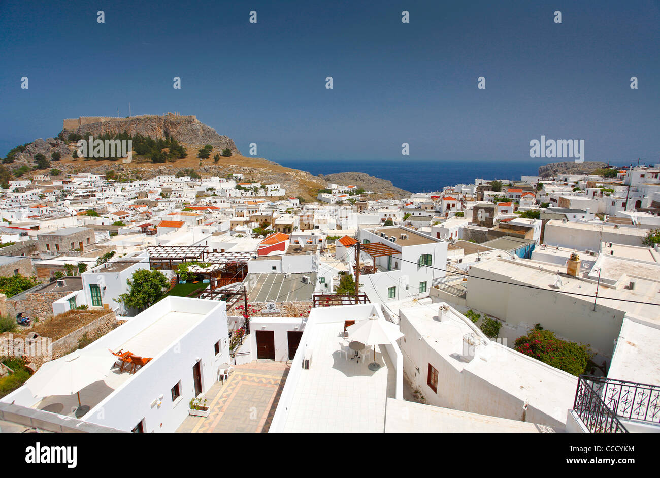 Verkürzungen, Lindos, Rhodos Insel, Dodekanes, Griechenland, Europa Stockfoto