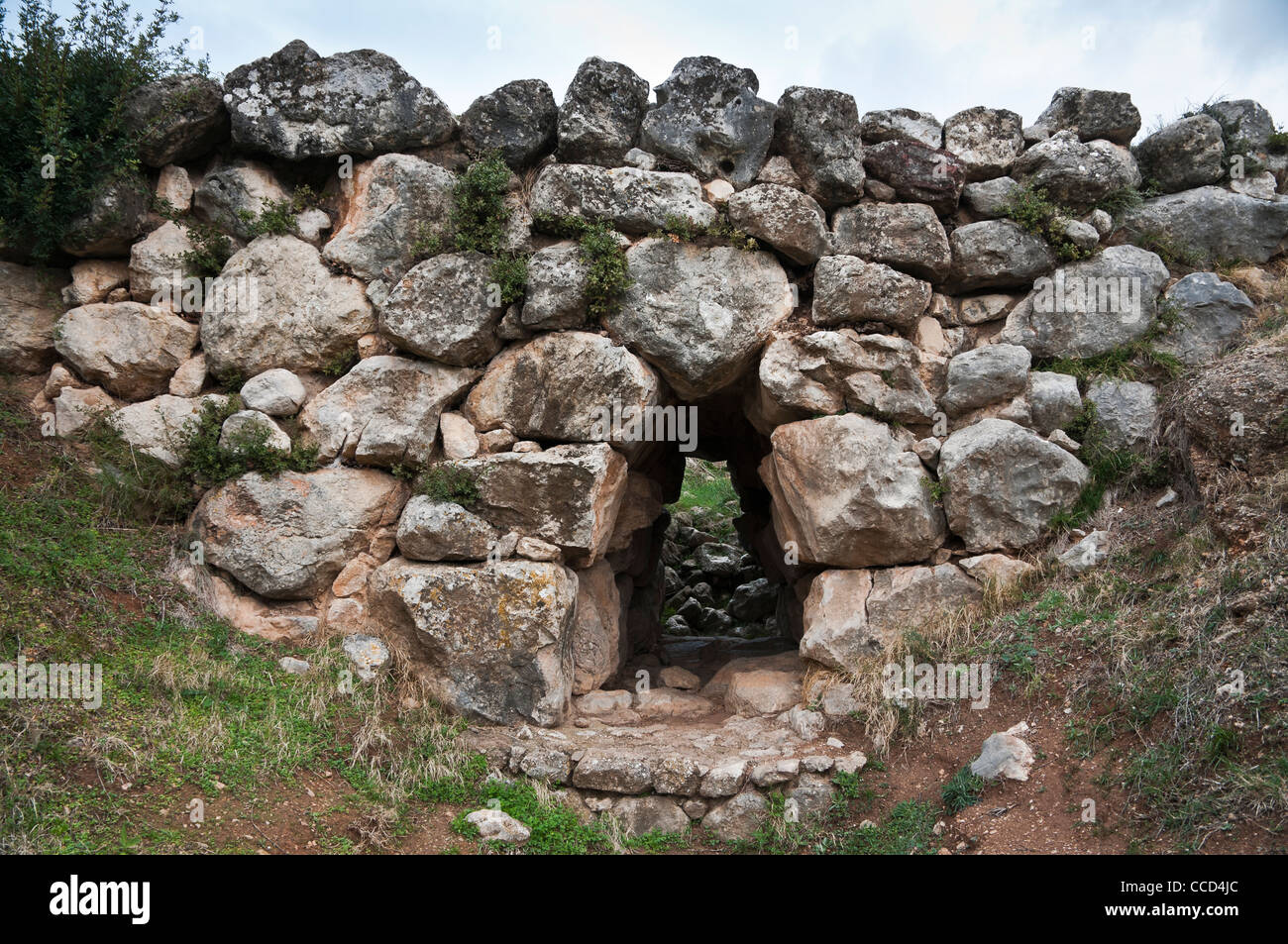 Die Arkadischen überbrücken aka Brücke Kazarma, 13/14 Cen bc mykenischen. Arkadiko, in der Nähe von Nafplio, Argolis, Peloponnes, Griechenland. Stockfoto