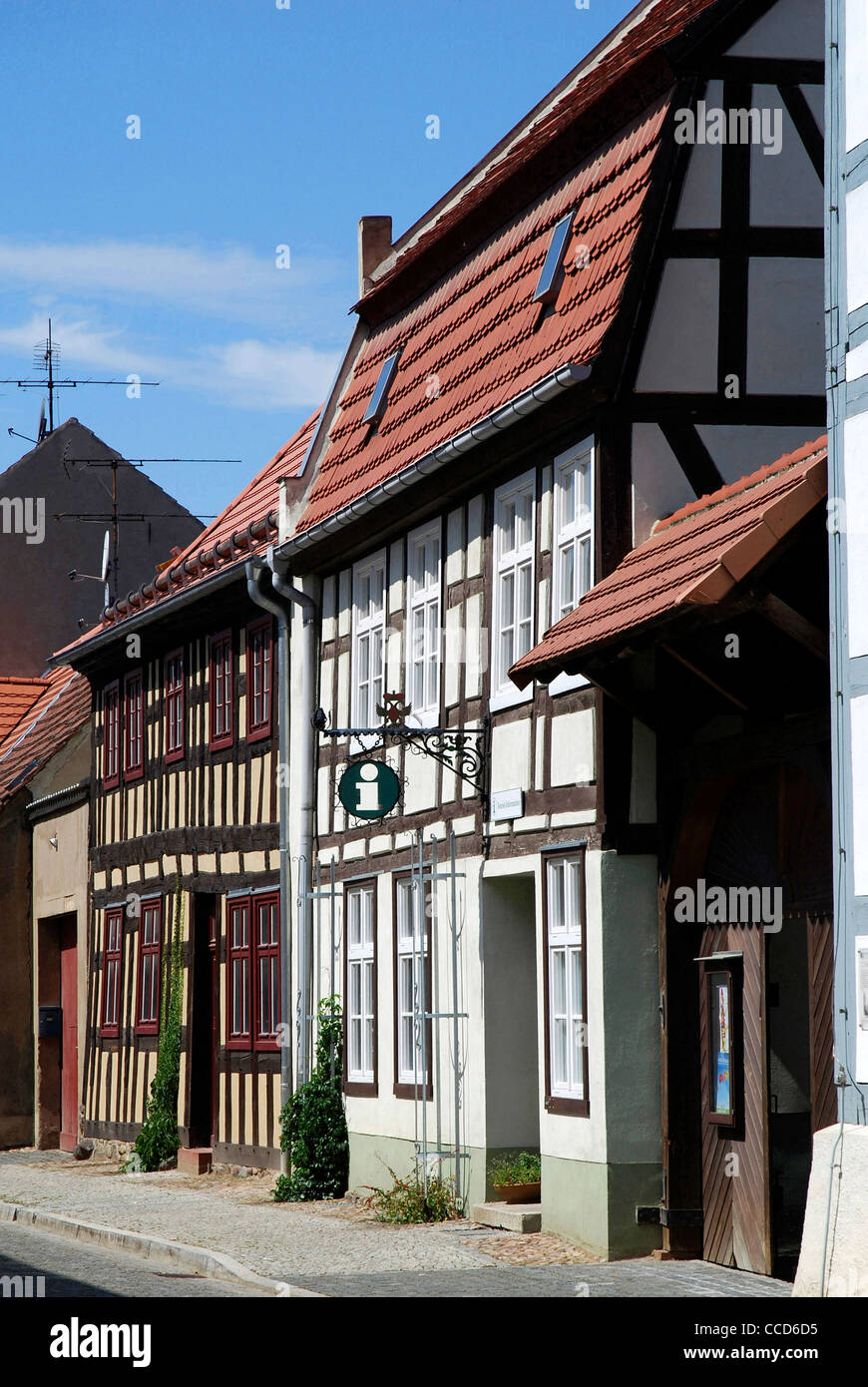 Alte Gebäude in der Stadt Dahme in der Mark Brandenburg. Stockfoto