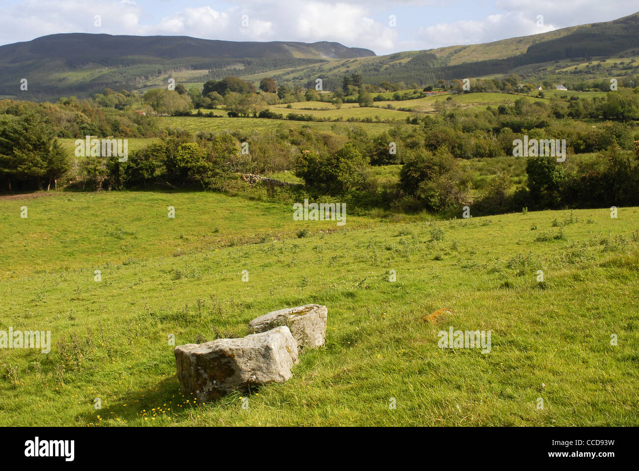 Reste der Burg Rosclogher, Lough Melvin, Grafschaft Leitrim, Connacht, Irland, Europa. Stockfoto