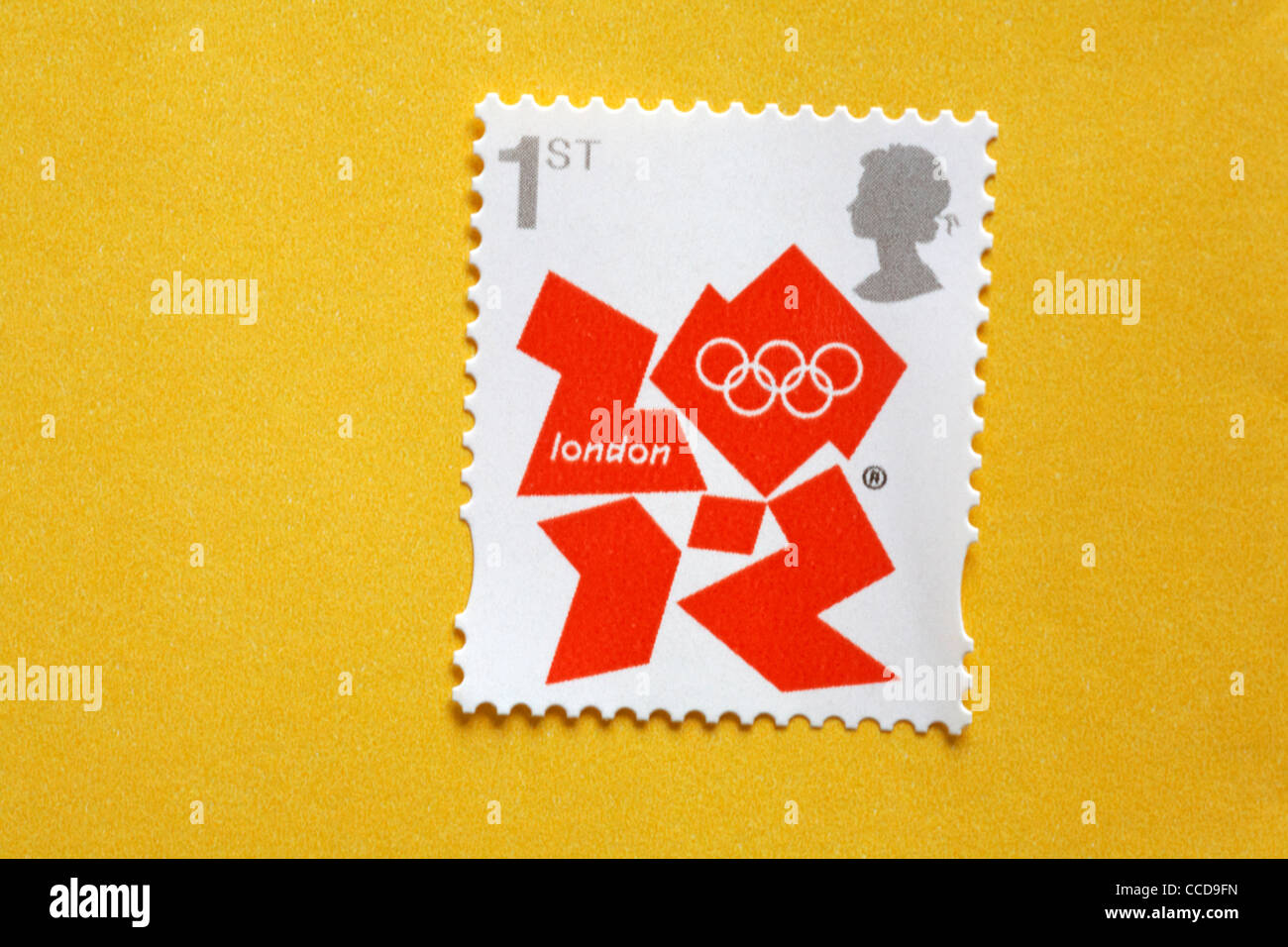 1. Klasse Olympiade 2012 in London Briefmarke auf gelben Umschlag Stockfoto