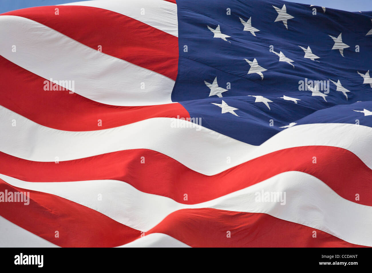 Amerikanische Flagge im Wind wehende Stockfoto