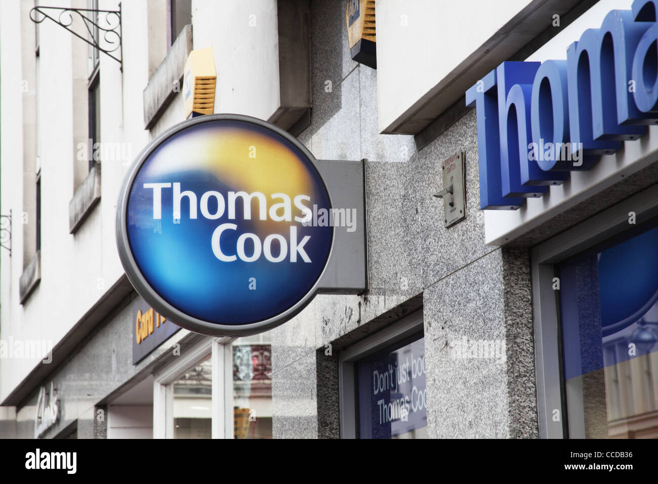 Thomas Cook Reisebüro High Street Shop anmelden Stockfoto