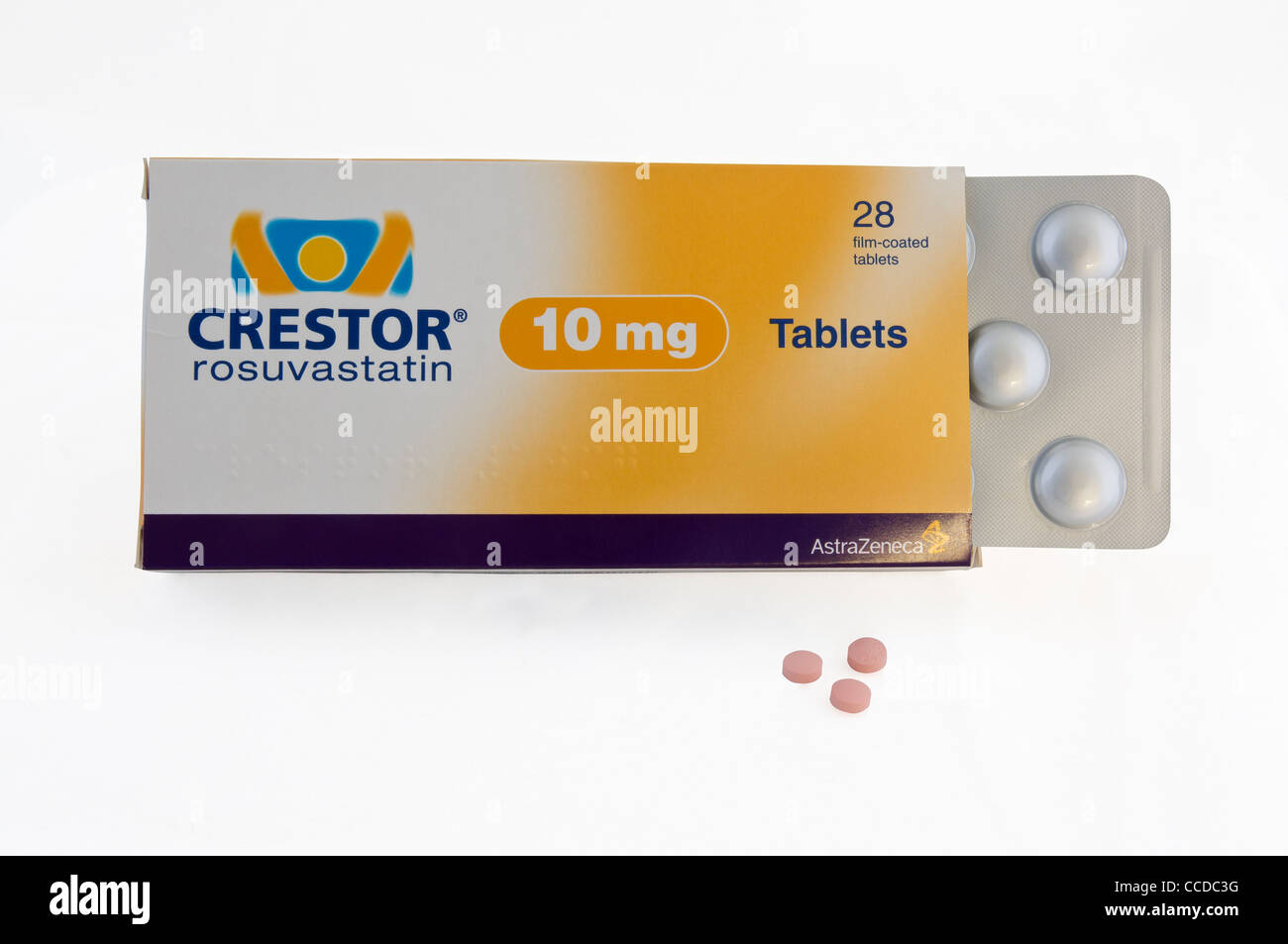 Ein Paket von Crestor Drogen hergestellt von AstraZeneca plc. Stockfoto