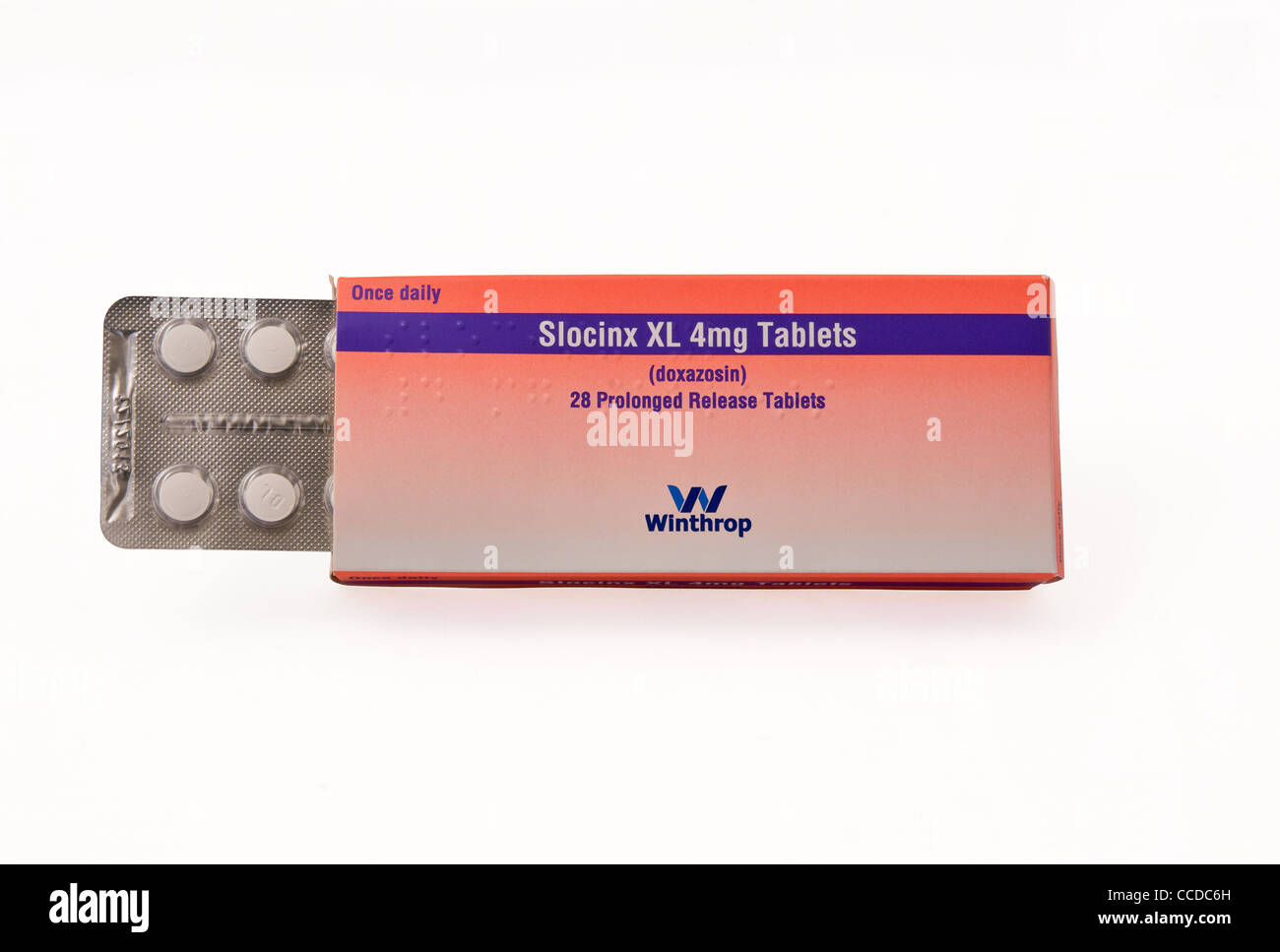Slocinx XL ein Doxazosin Medikament hergestellt von Winthrop Pharmaceuticals UK Ltd Stockfoto