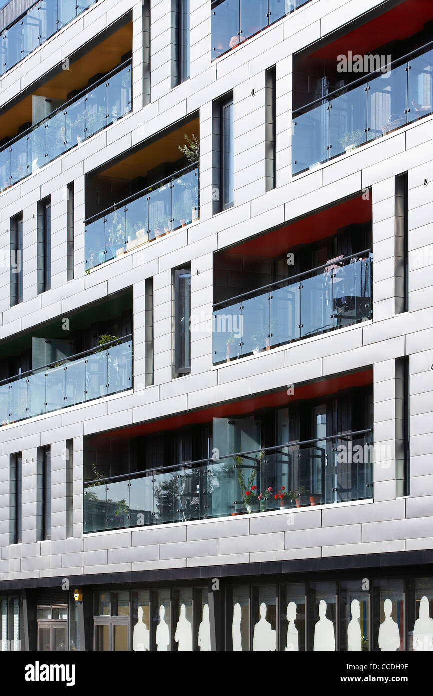 134-144 Southwark Bridge Road, Glas Architects, London, uk, 2009. Außenaufnahme zeigt die oberen Etagen des Gebäudes Stockfoto