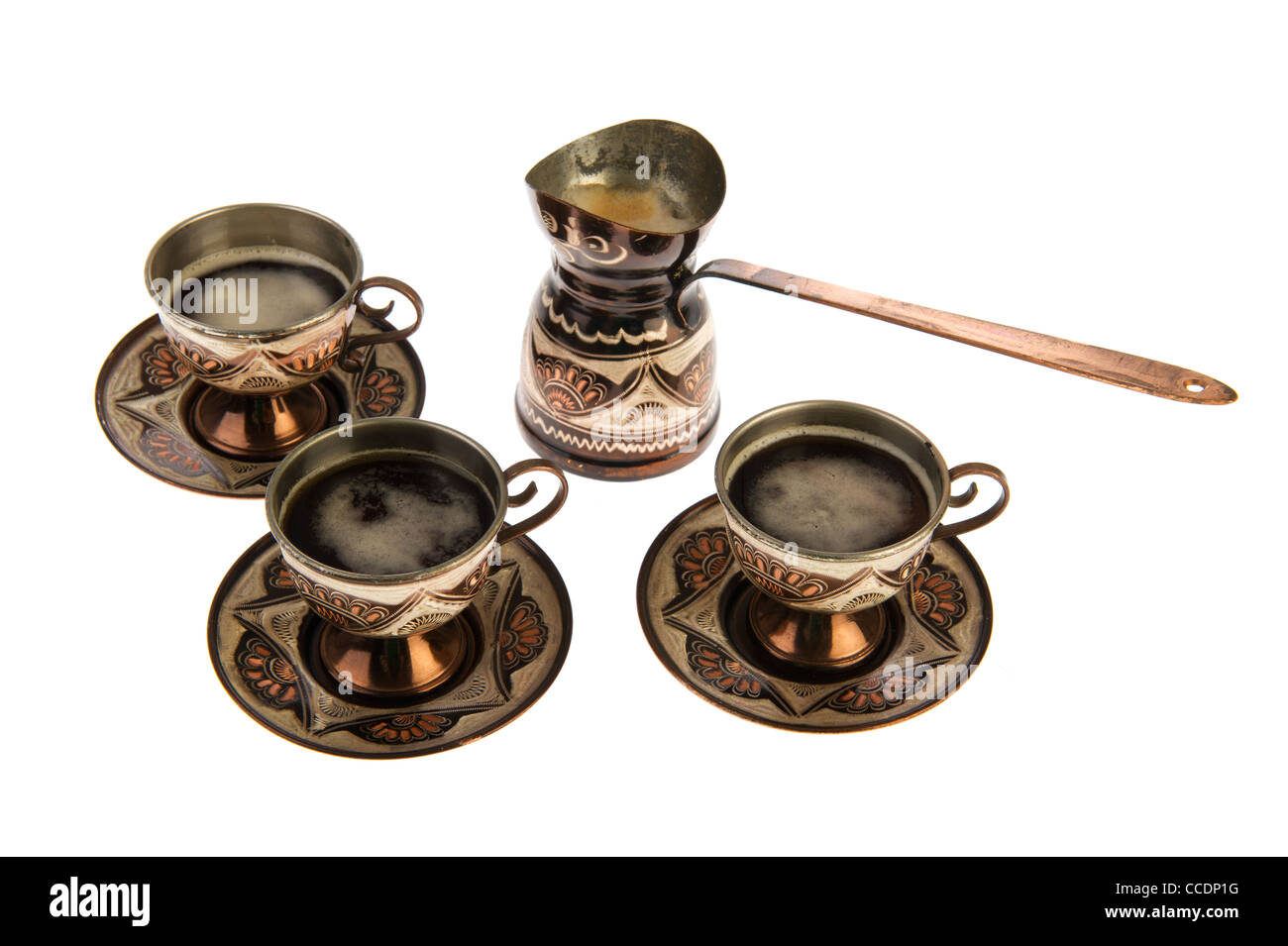 Türkisch-set mit Kaffee isoliert auf weißem Hintergrund Stockfoto
