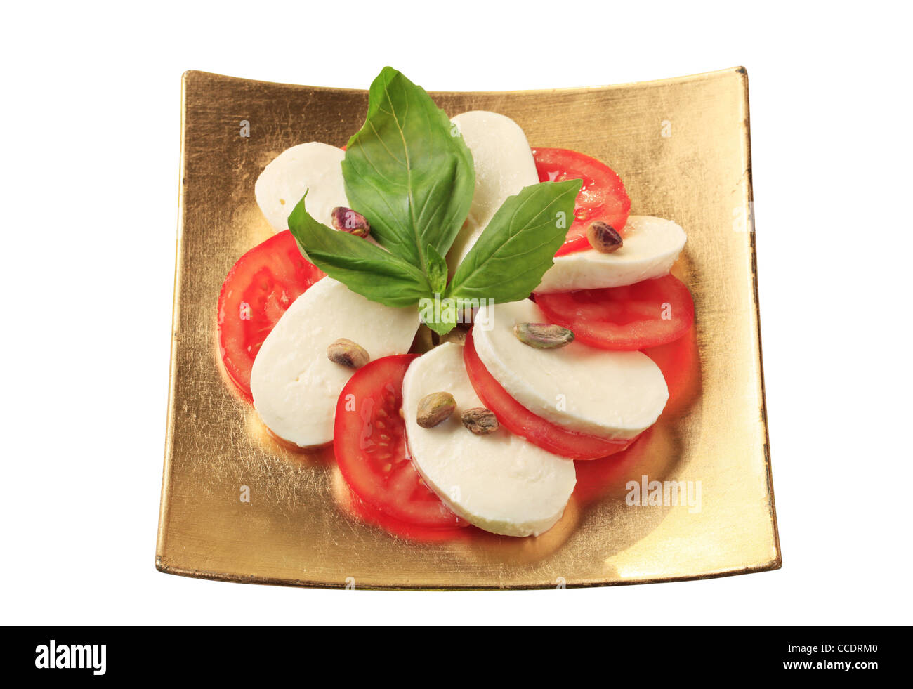 Scheiben von frischem Mozzarella und Tomaten Stockfoto