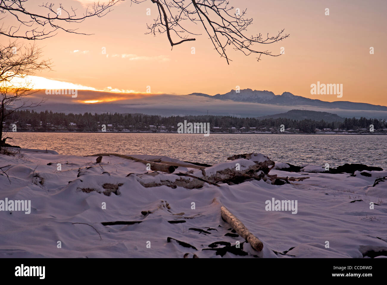 Abendsonne über Mount Arrowsmith auf Vancouver Island, British Columbia. Kanada.  SCO 7833. Stockfoto