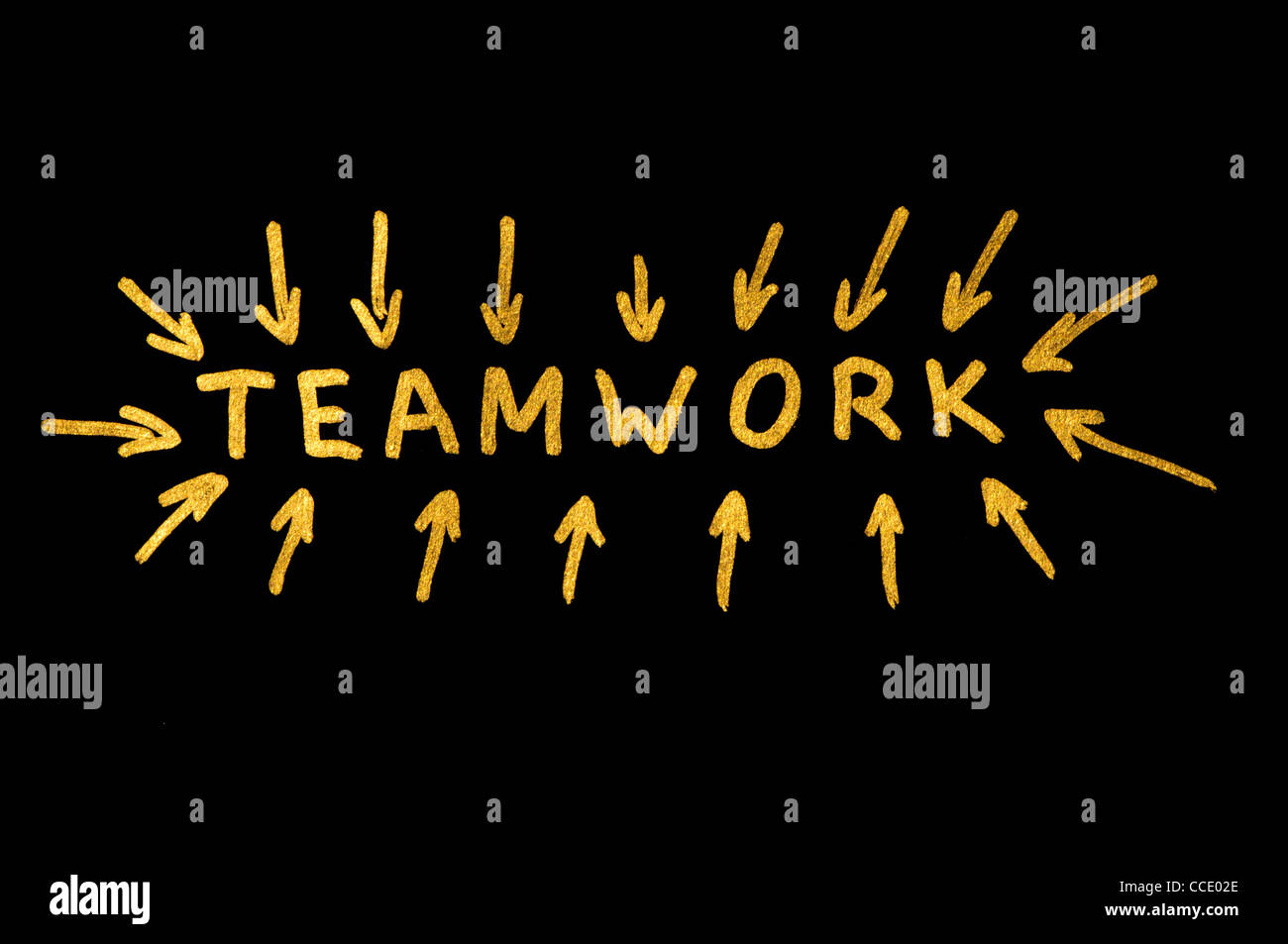Teamwork Text und Striche über schwarz. Teamwork und soziale Netzwerk-Konzept Stockfoto