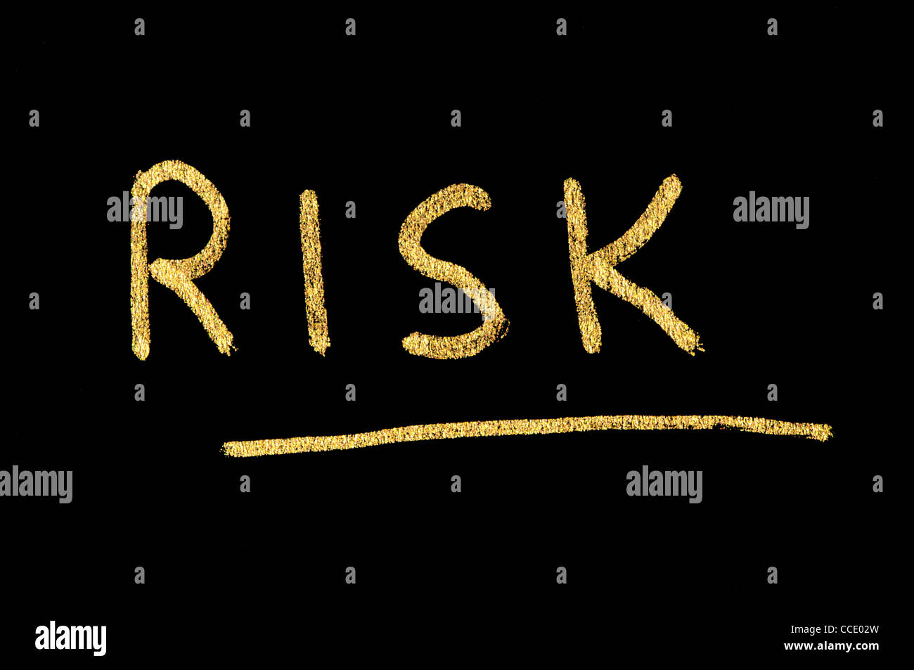 Text Risiko Konzeption über schwarz Stockfoto