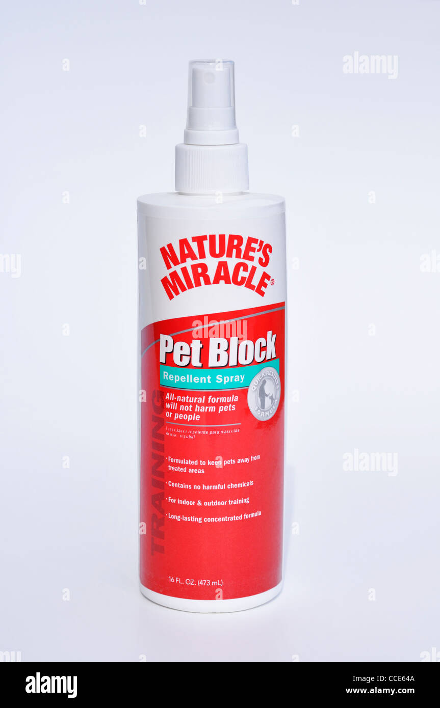 Der Natur Wunder Pet Block Repellent Spray - halten Sie Haustiere von behandelten Flächen fern Stockfoto