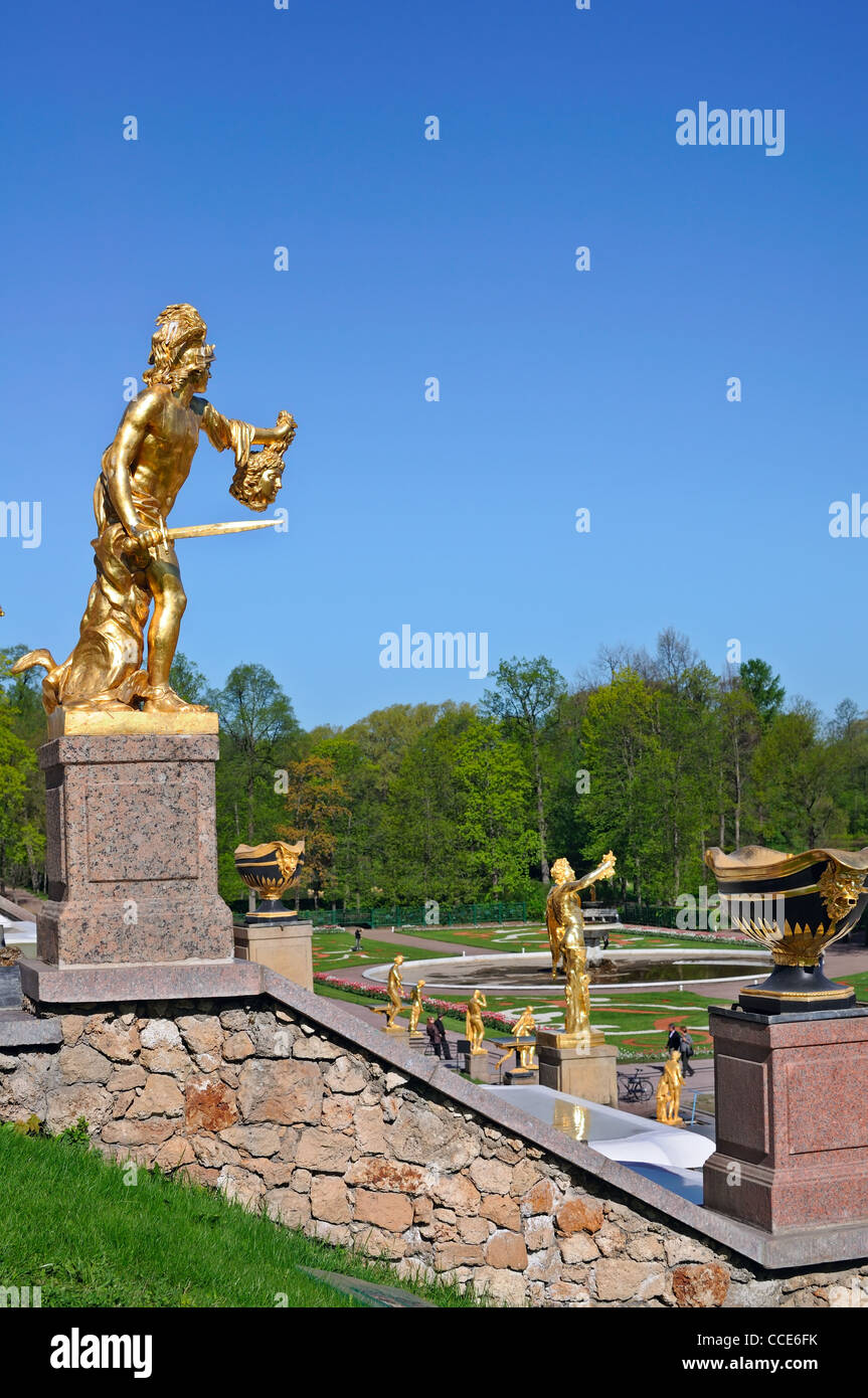 Sankt-Petersburg: Brunnen von Petergof Stockfoto