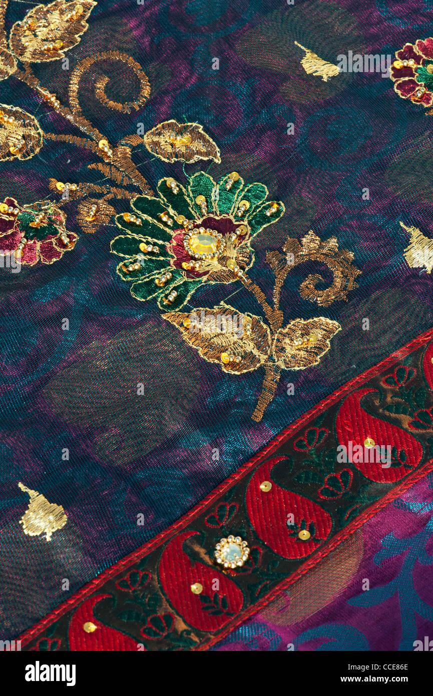 Traditionelle indische Seiden-sari Muster Stockfoto