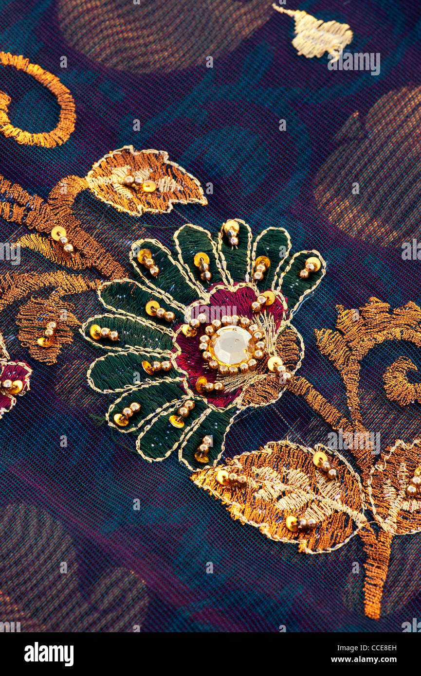 Traditionelle indische Seiden-sari Muster Stockfoto
