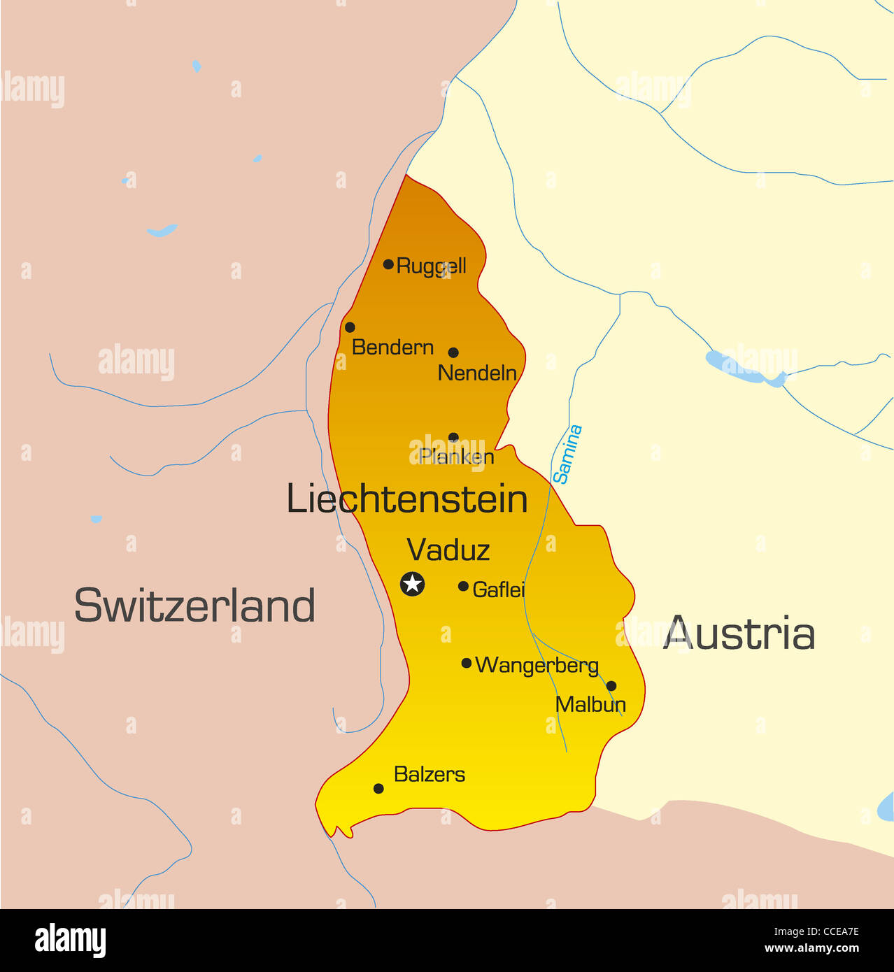 Outline Map Liechtenstein Stockfotos Outline Map Liechtenstein Bilder 