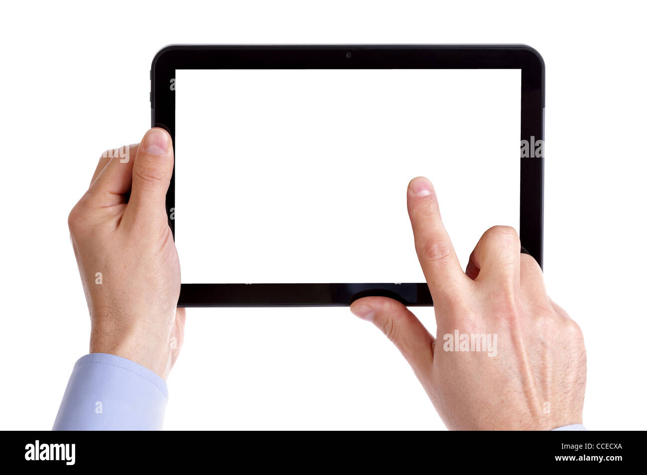 Halten und berühren digital-Tablette Stockfoto