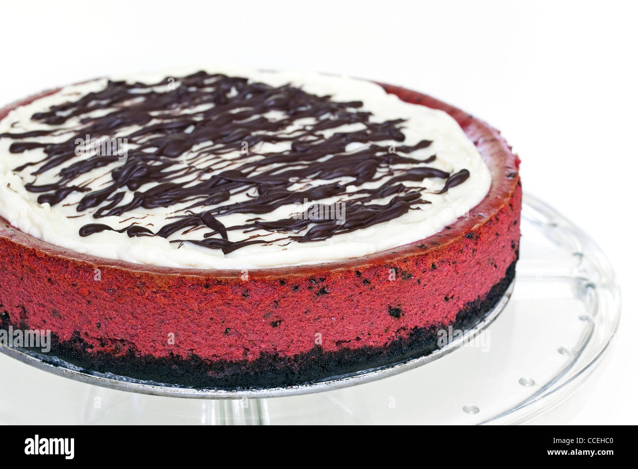 Red Velvet Cheesecake, Dessert. Stockfoto